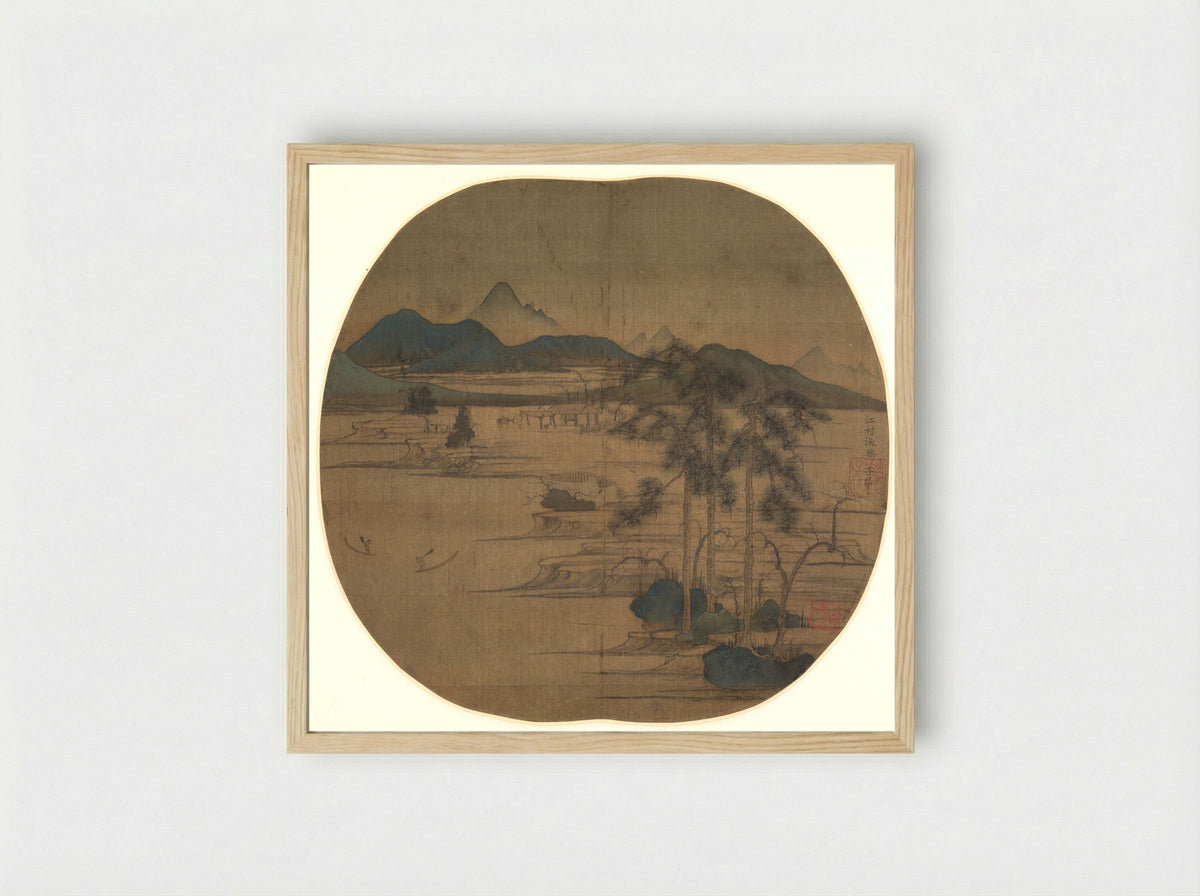 River Village: Fisherman's Joy - Zhao Mengfu - Framed Print Wood
