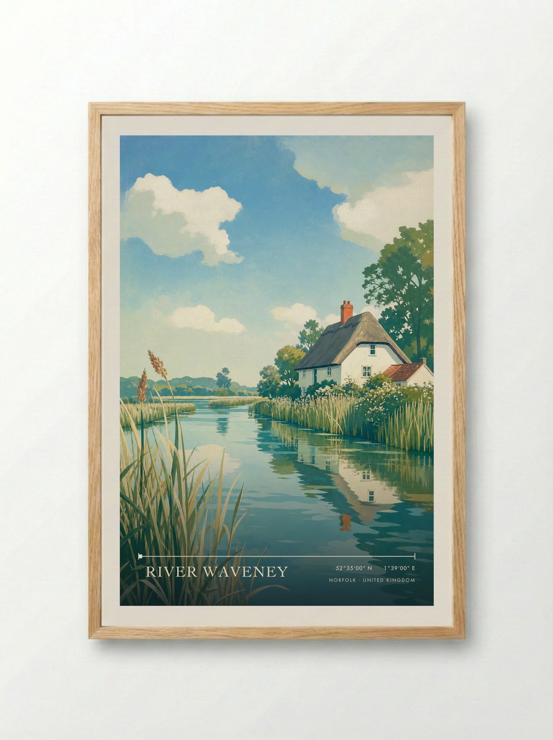 River Waveney Norfolk United Kingdom Travel Poster - Framed Print Wood