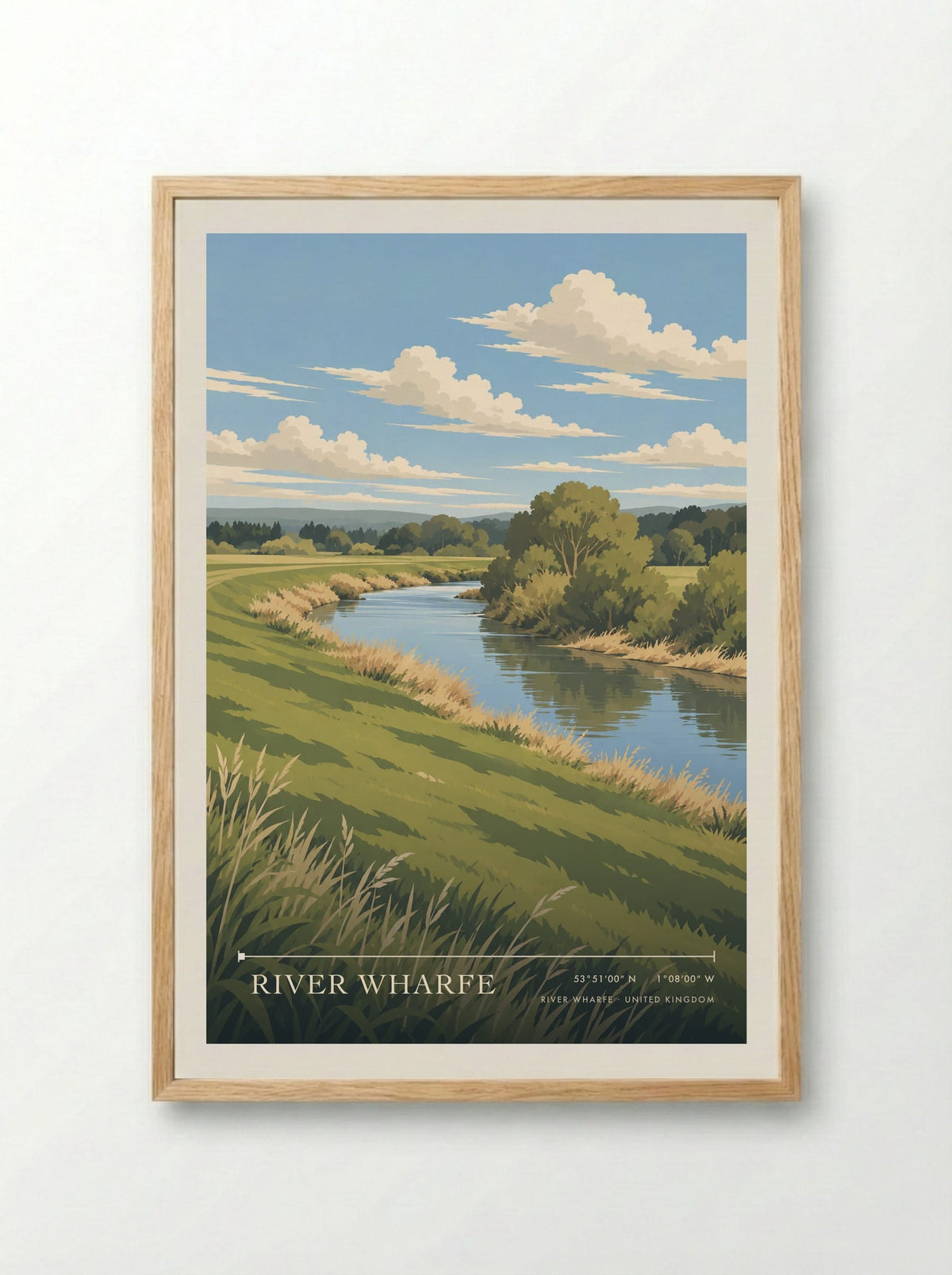 River Wharfe | Travel Poster - Framed Print Wood