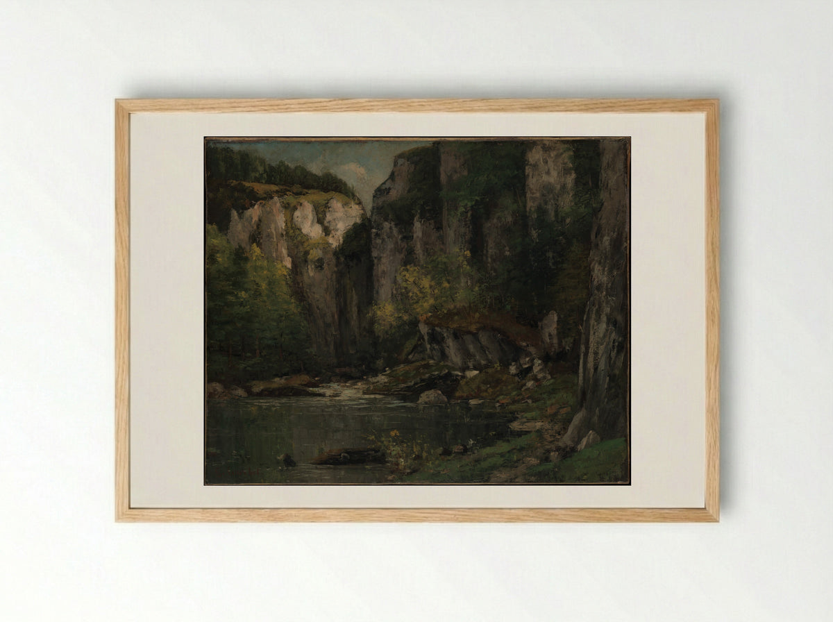 River and Rocks - Gustave Courbet - Framed Print Wood