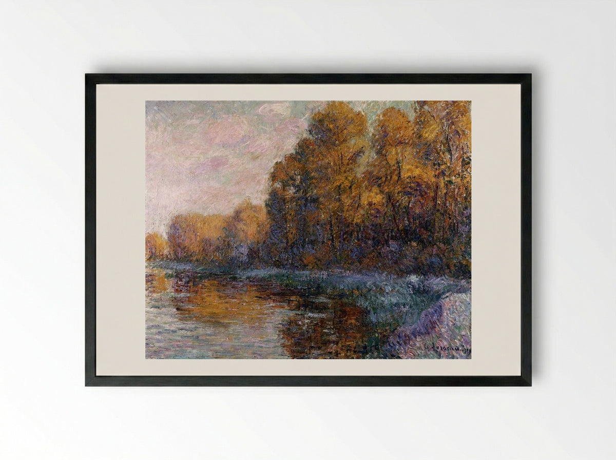 River in Autumn - Gustave Loiseau - Framed Print Black