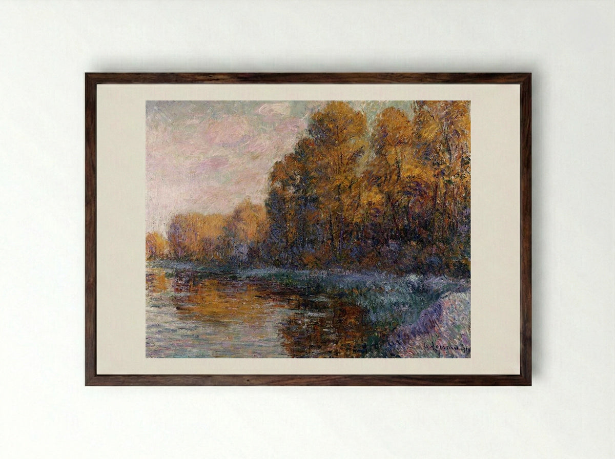 River in Autumn - Gustave Loiseau - Framed Print Dark Wood