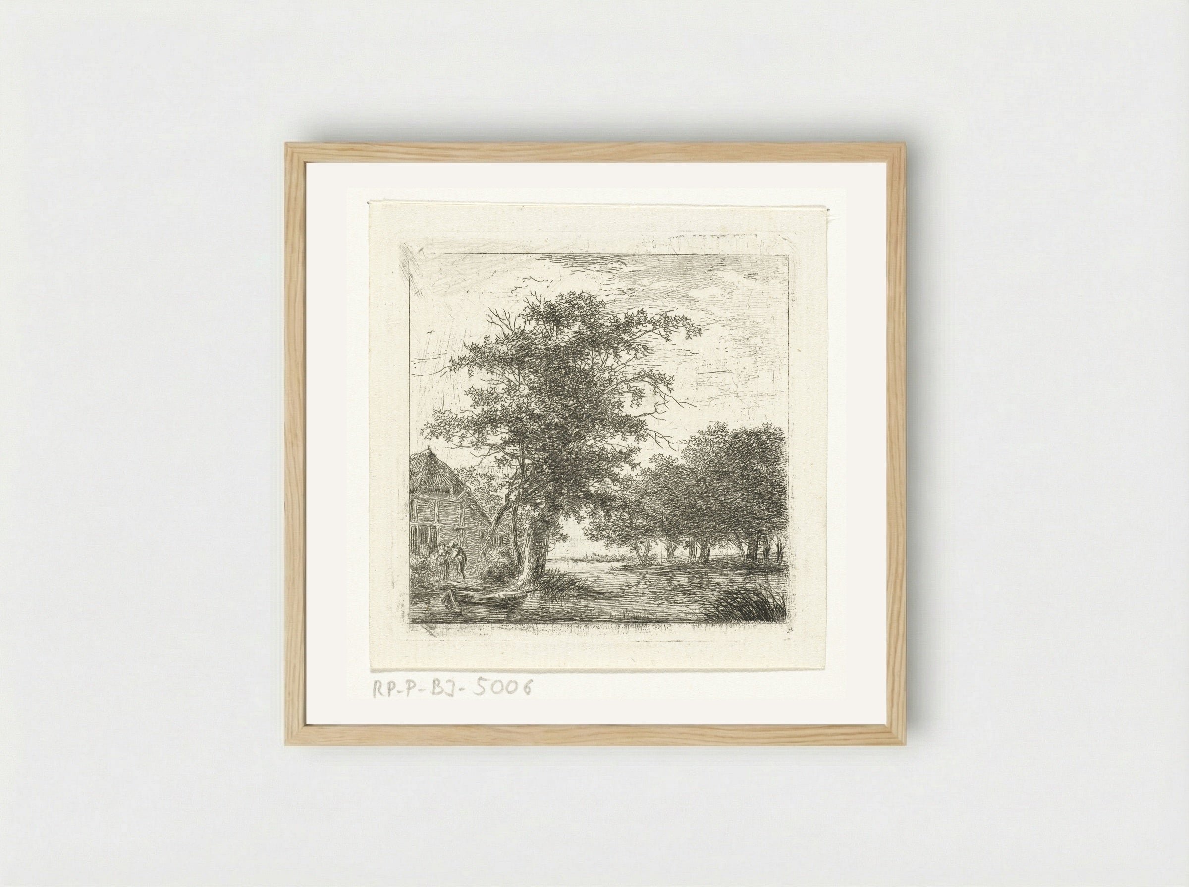 River in a Wooded Landscape - Hermanus van Brussel - Framed Print Wood