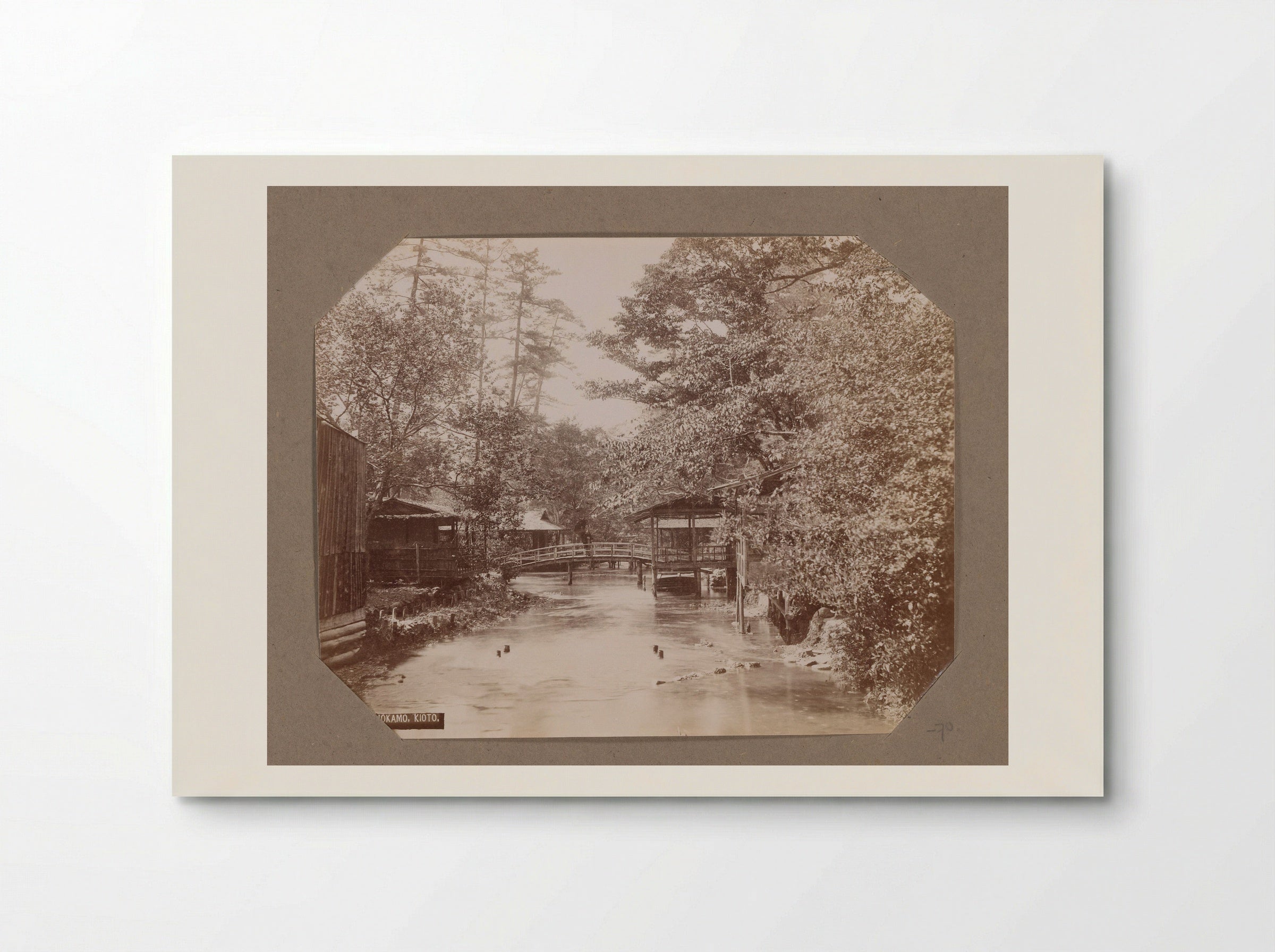 River with Bridge in Shimogamo, Kyoto - Kusakabe Kimbei - Poster