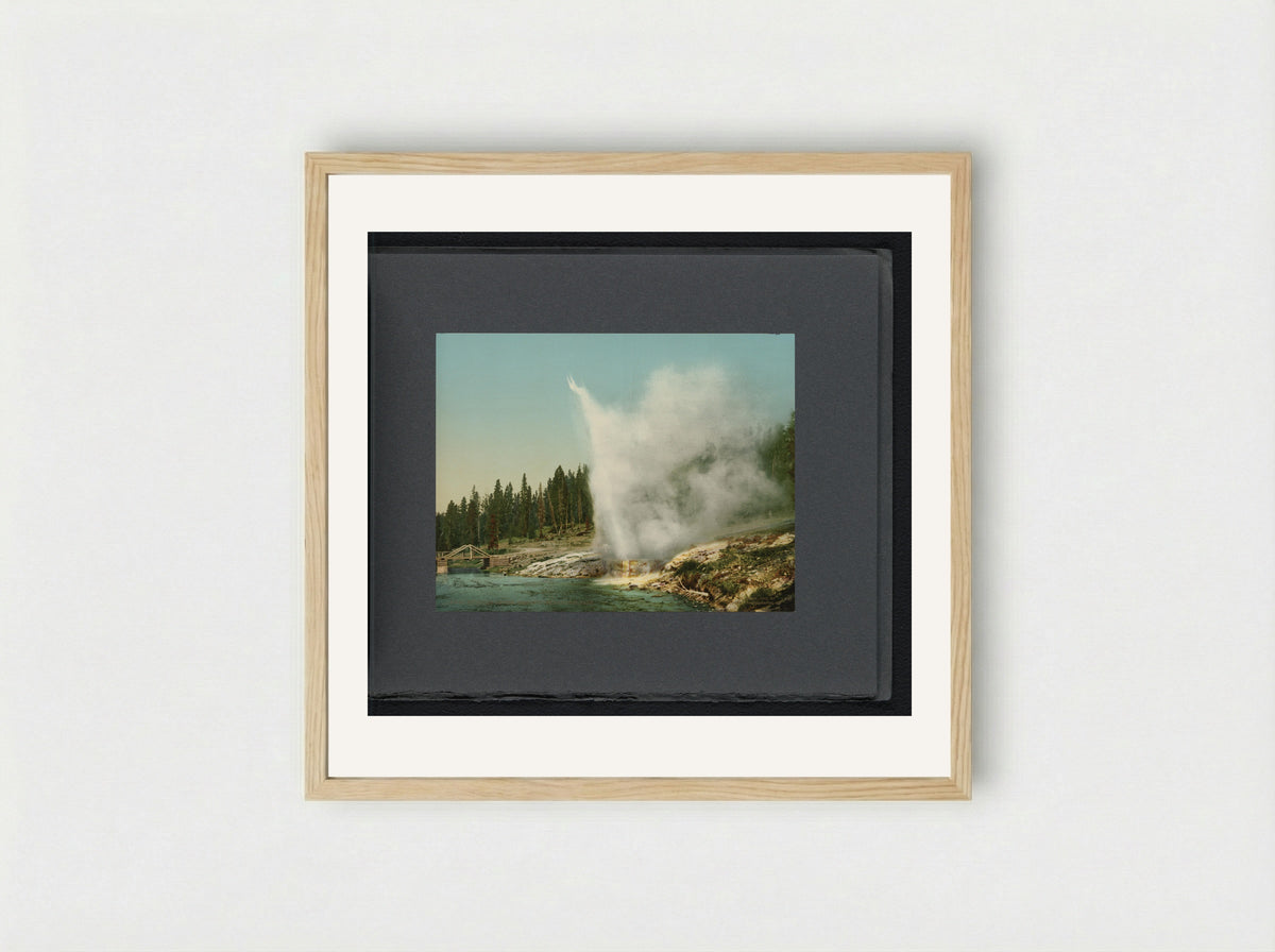 Riverside Geyser, Yellowstone National Park - William Henry Jackson - Framed Print Wood