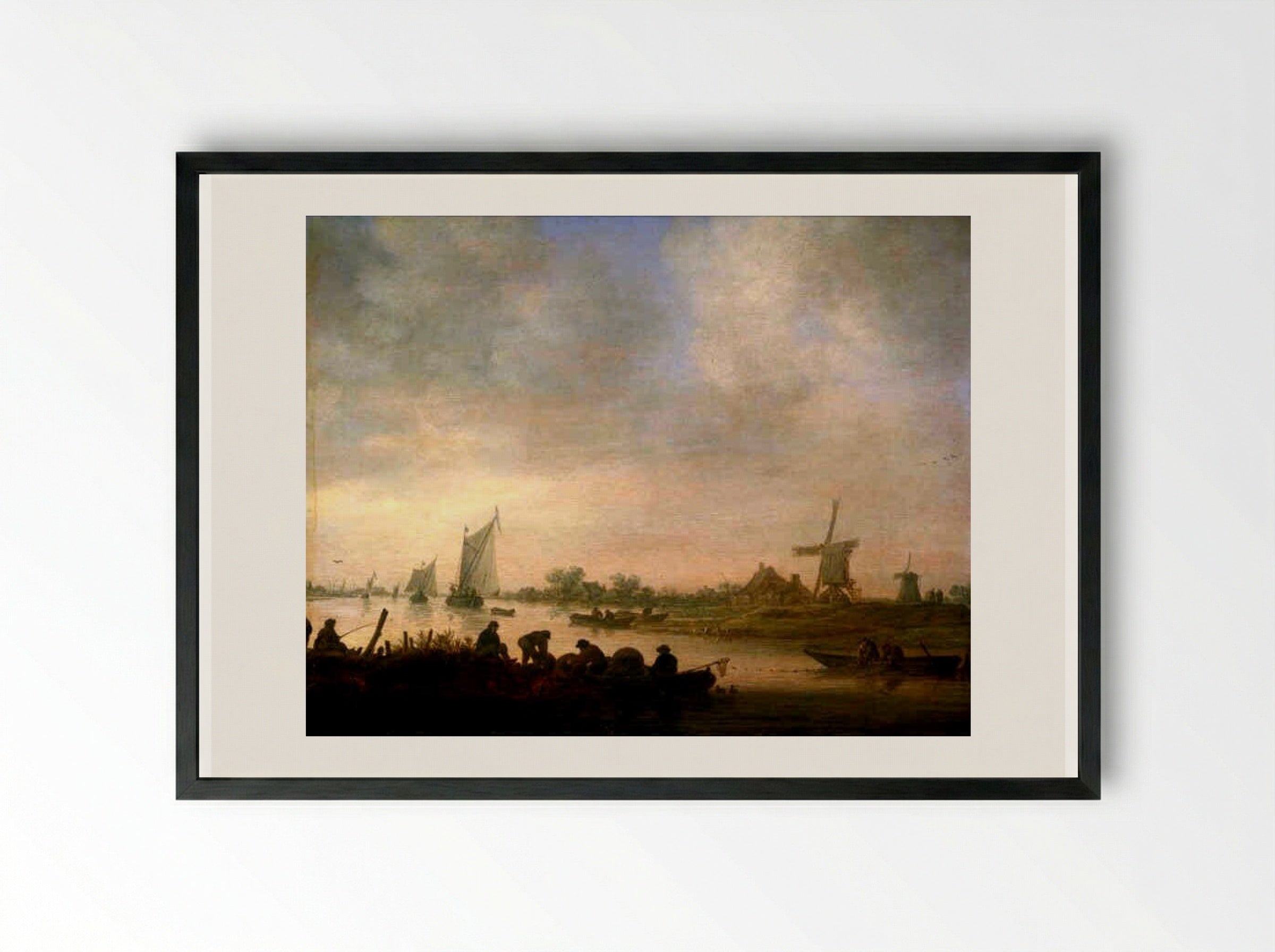 Riviergezicht - Jan van Goyen - Framed Print Black