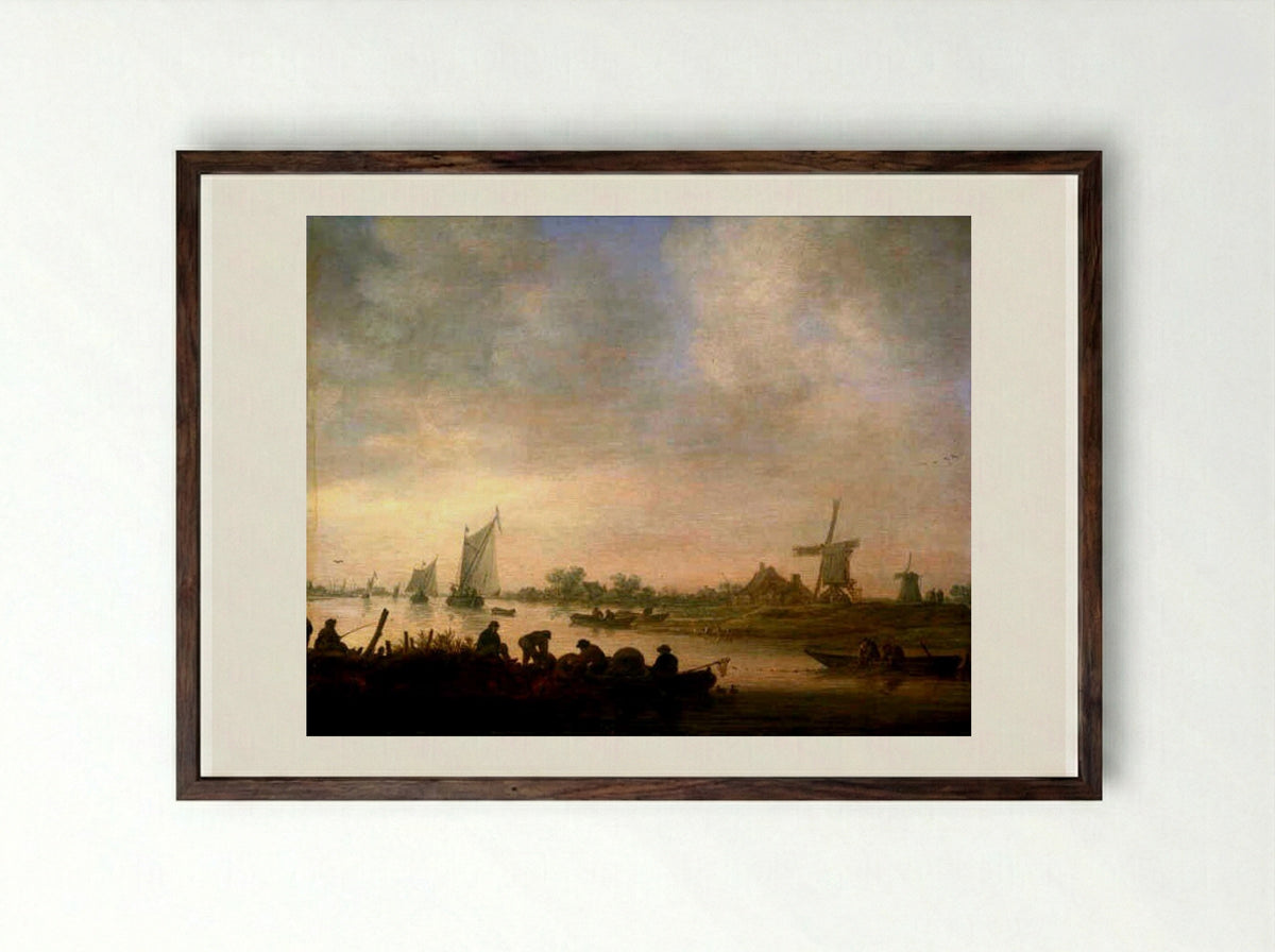 Riviergezicht - Jan van Goyen - Framed Print Dark Wood