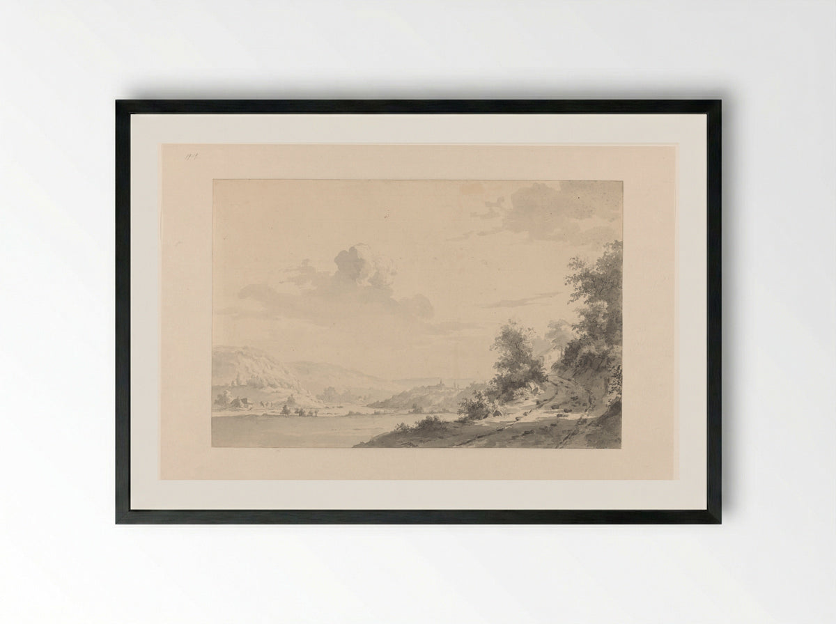 Rivierlandschap bij Mühlheim aan de Ruhr - George Andries Roth - Framed Print Black