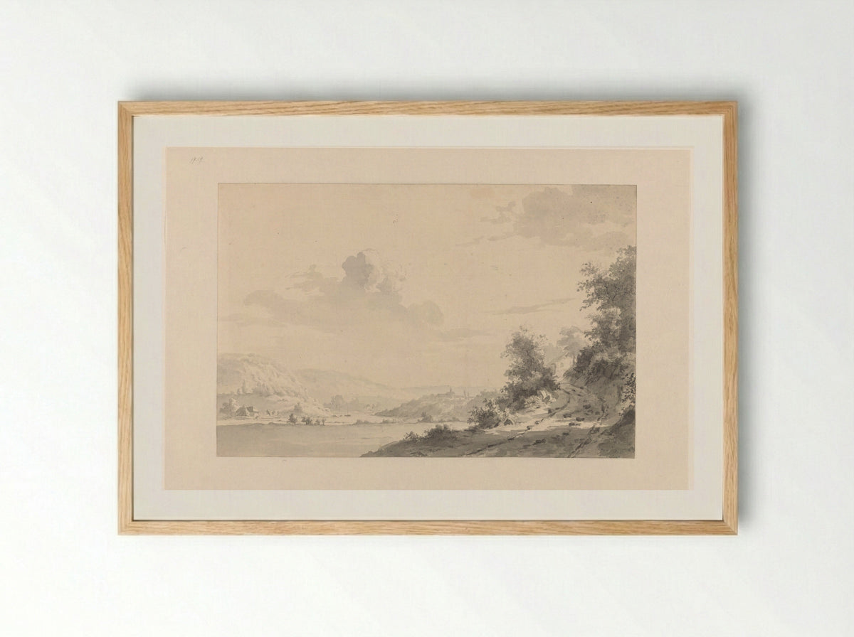 Rivierlandschap bij Mühlheim aan de Ruhr - George Andries Roth - Framed Print Wood