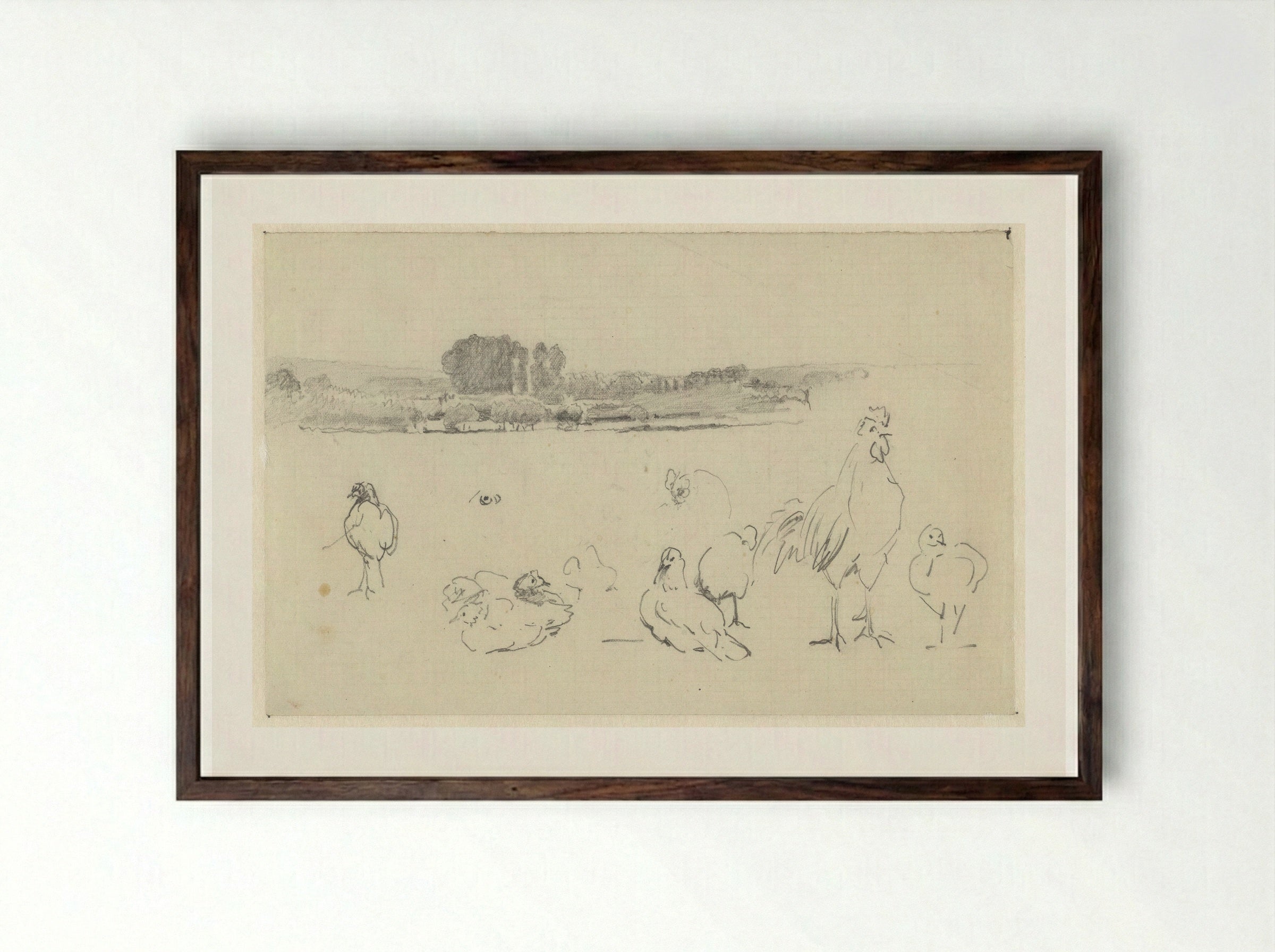 Rivierlandschap en gevogelte - Guillaume Anne van der Brugghen - Framed Print Dark Wood