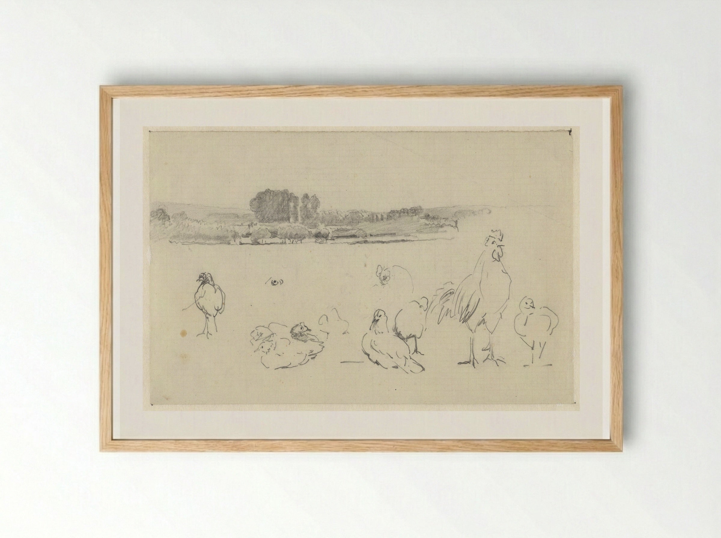 Rivierlandschap en gevogelte - Guillaume Anne van der Brugghen - Framed Print Wood