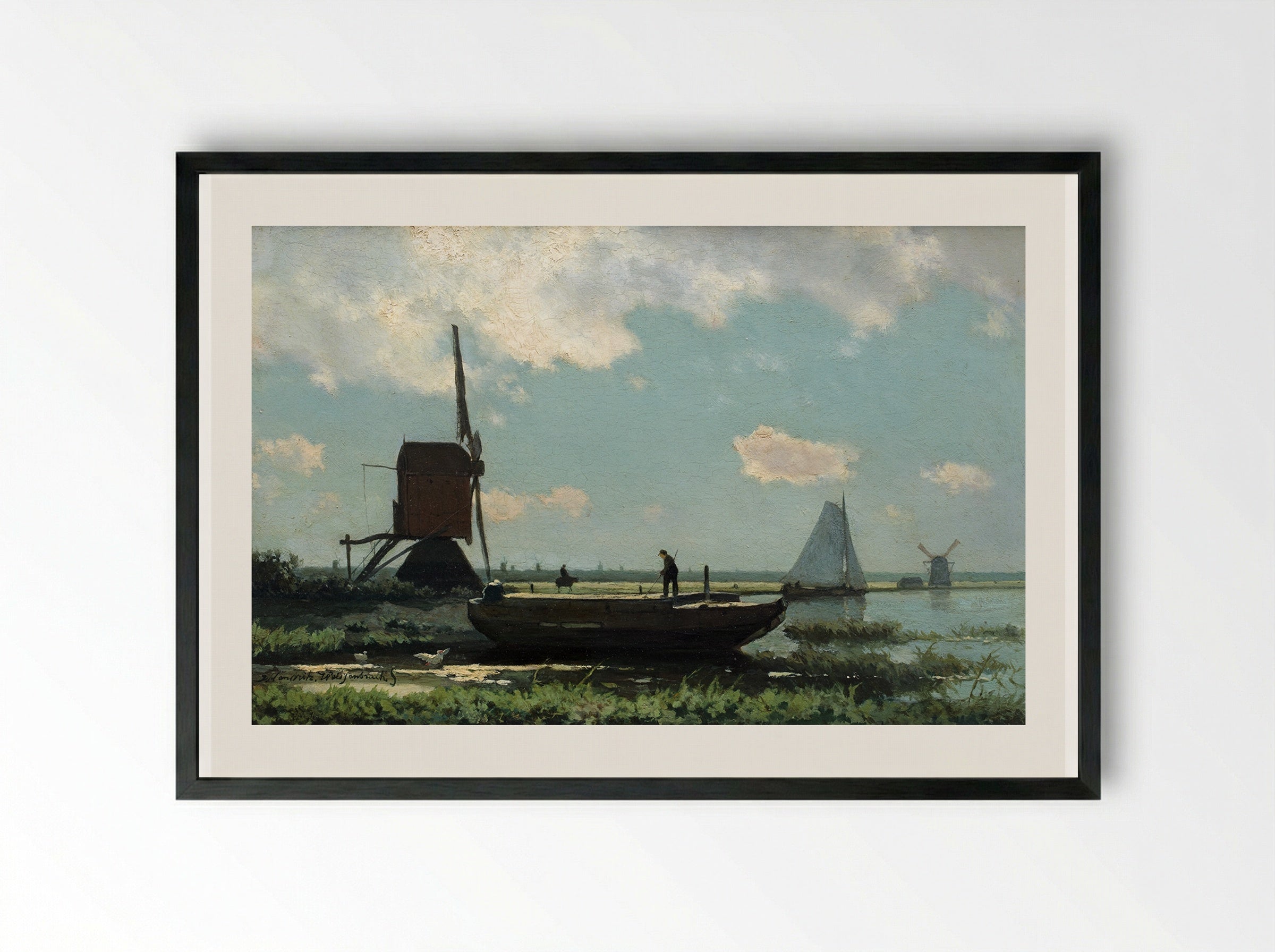 Rivierlandschap - Jan Hendrik Weissenbruch - Framed Print Black