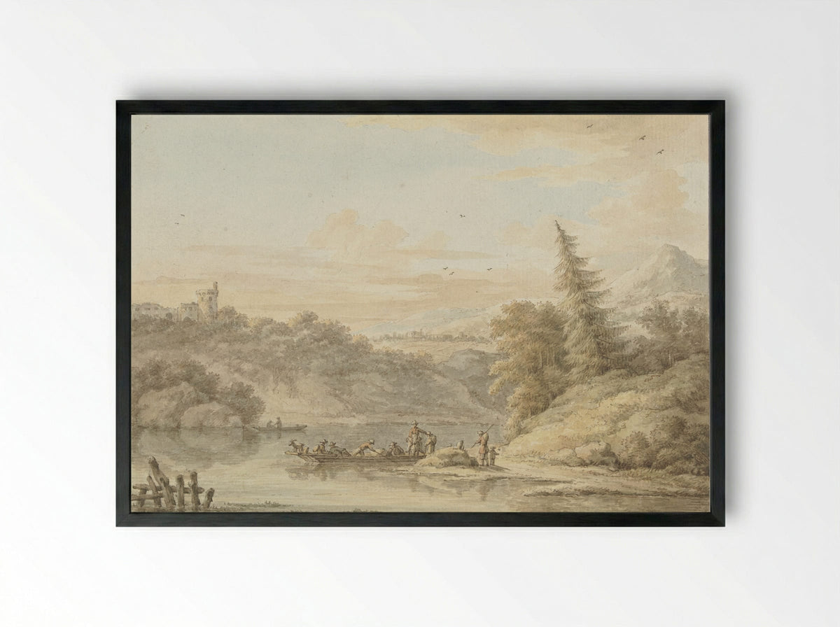 Rivierlandschap - Cornelis Buys - Framed Print Black