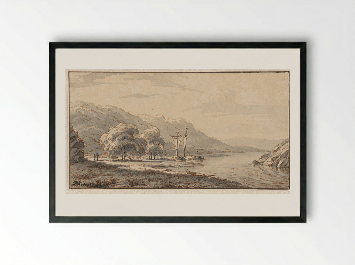 Rivierlandschap - George Andries Roth - Framed Print Black