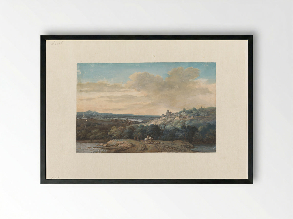 Rivierlandschap - Gerrit Battem - Framed Print Black