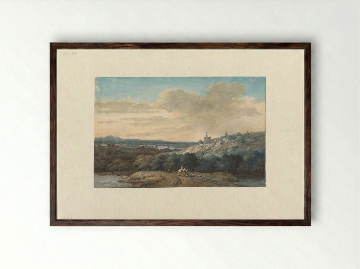 Rivierlandschap - Gerrit Battem - Framed Print Dark Wood