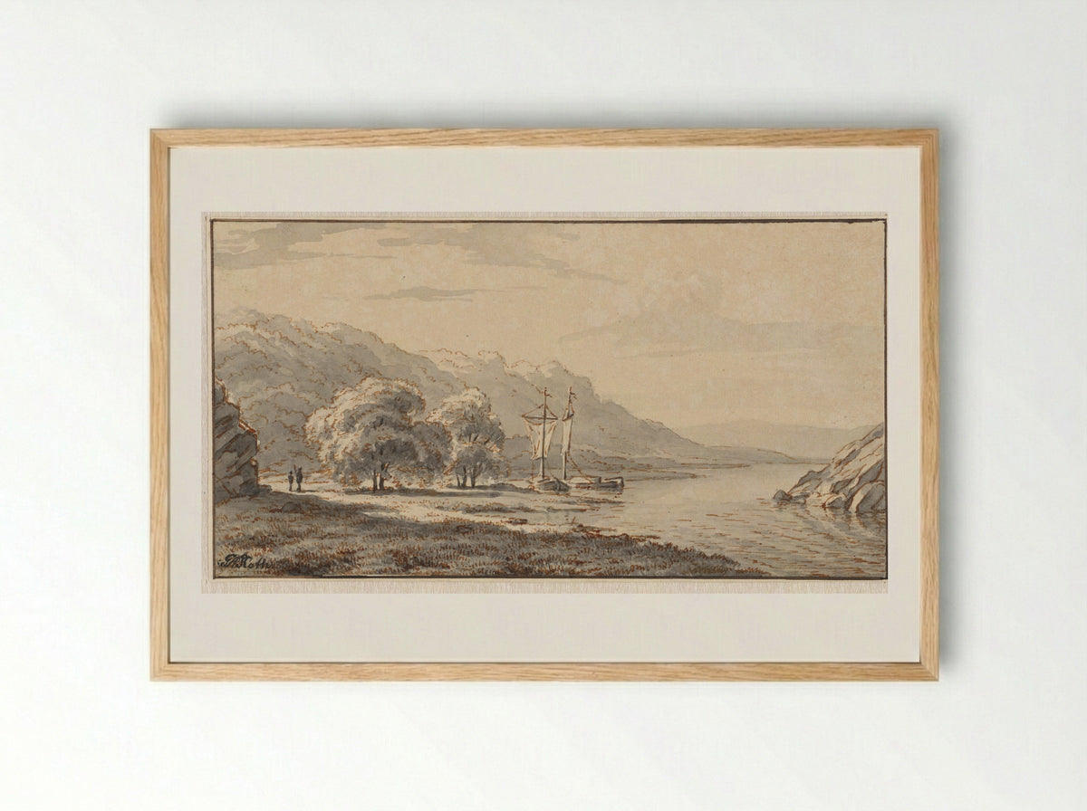 Rivierlandschap - George Andries Roth - Framed Print Wood
