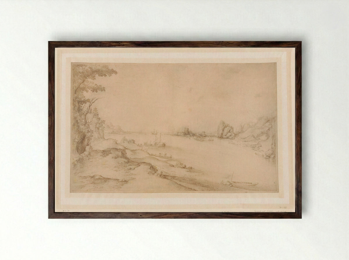 Riviermond - Gerard van der Horst - Framed Print Dark Wood