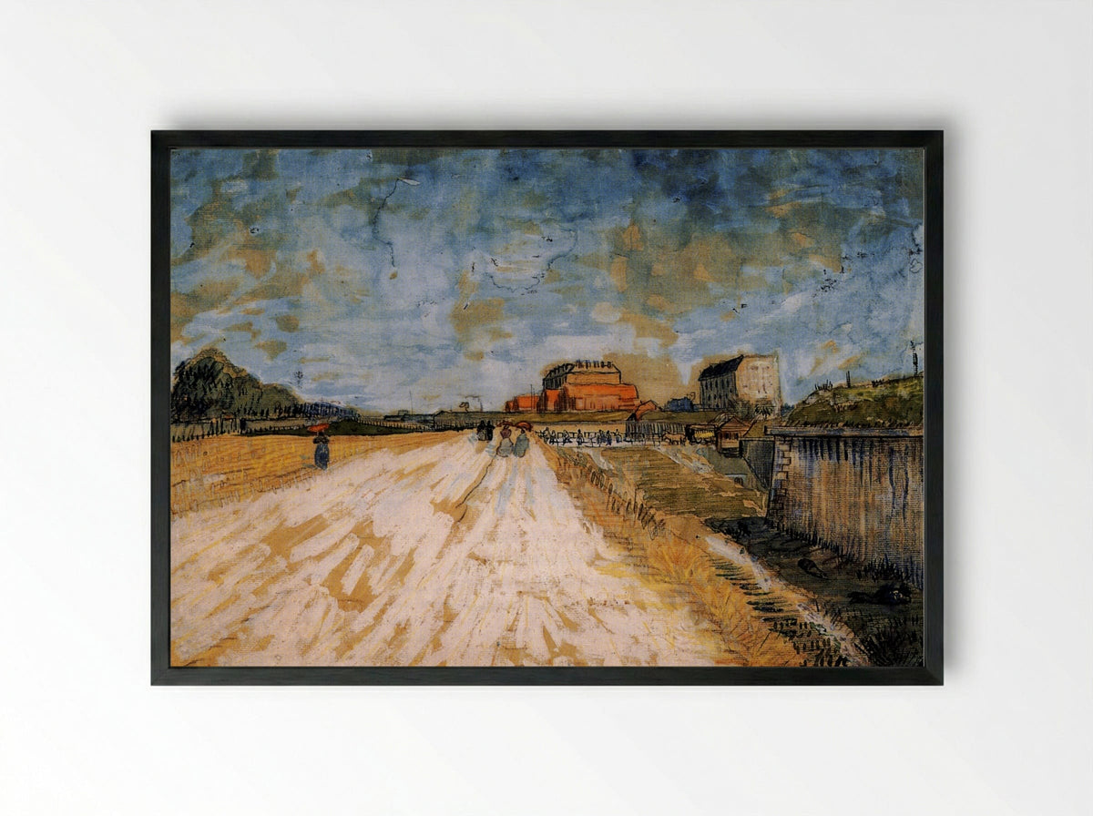 Road Running Beside the Paris Ramparts - Vincent van Gogh - Framed Print Black
