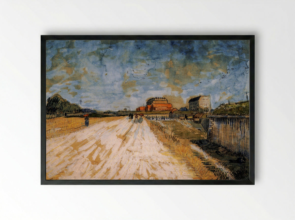 Road Running Beside the Paris Ramparts - Vincent van Gogh - Framed Print Black