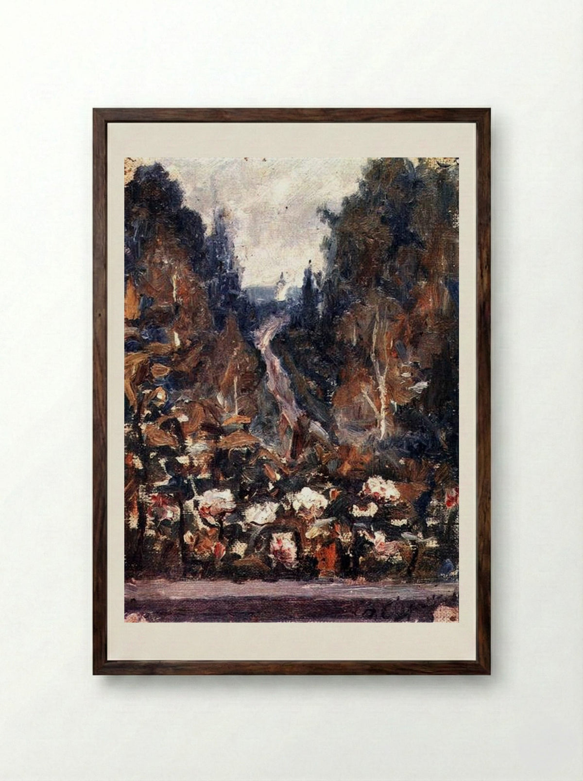 Road in Khotkovo - Vasily Surikov - Framed Print Dark Wood