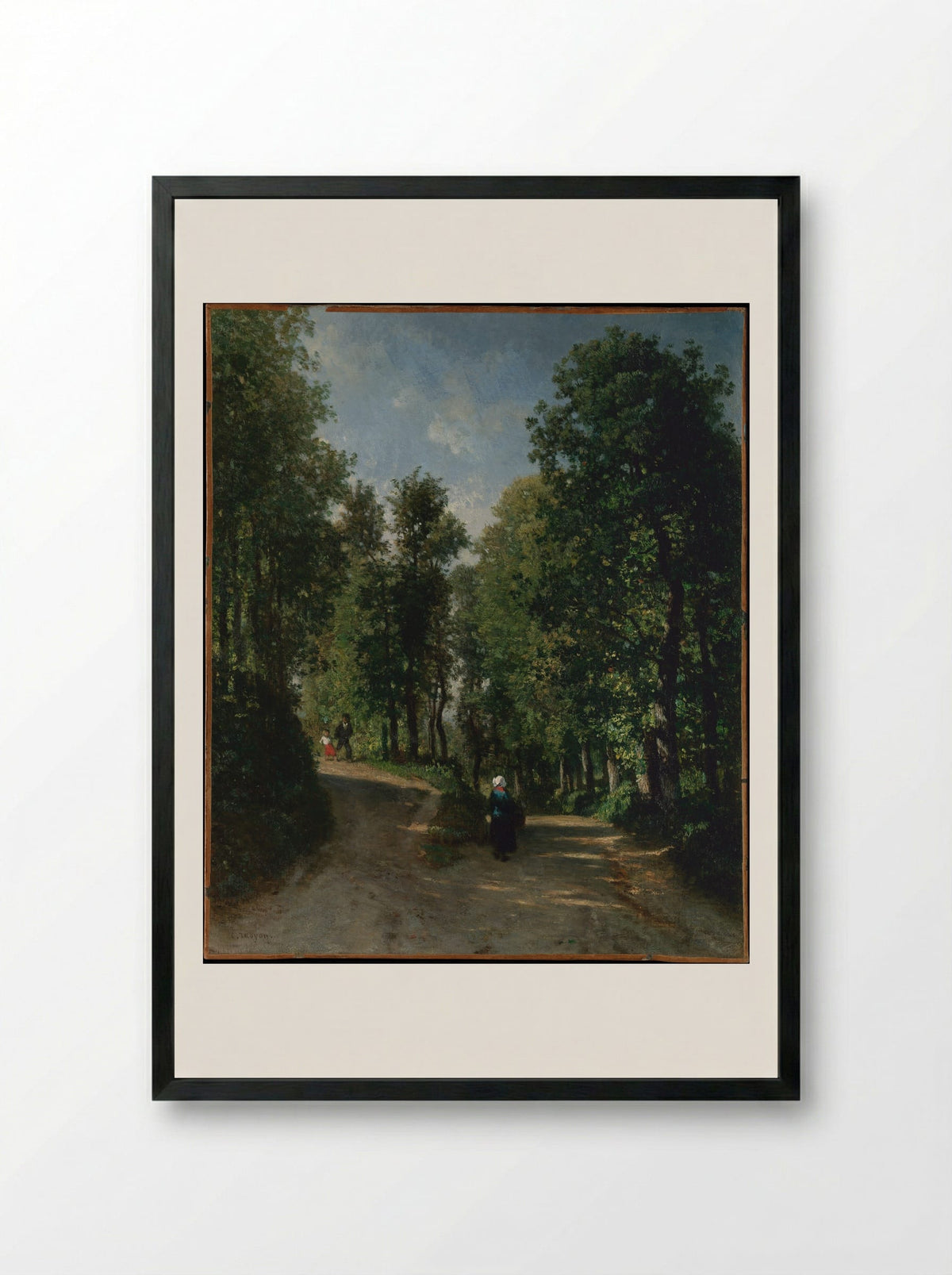 Road in the Woods - Constant Troyon - Framed Print Black