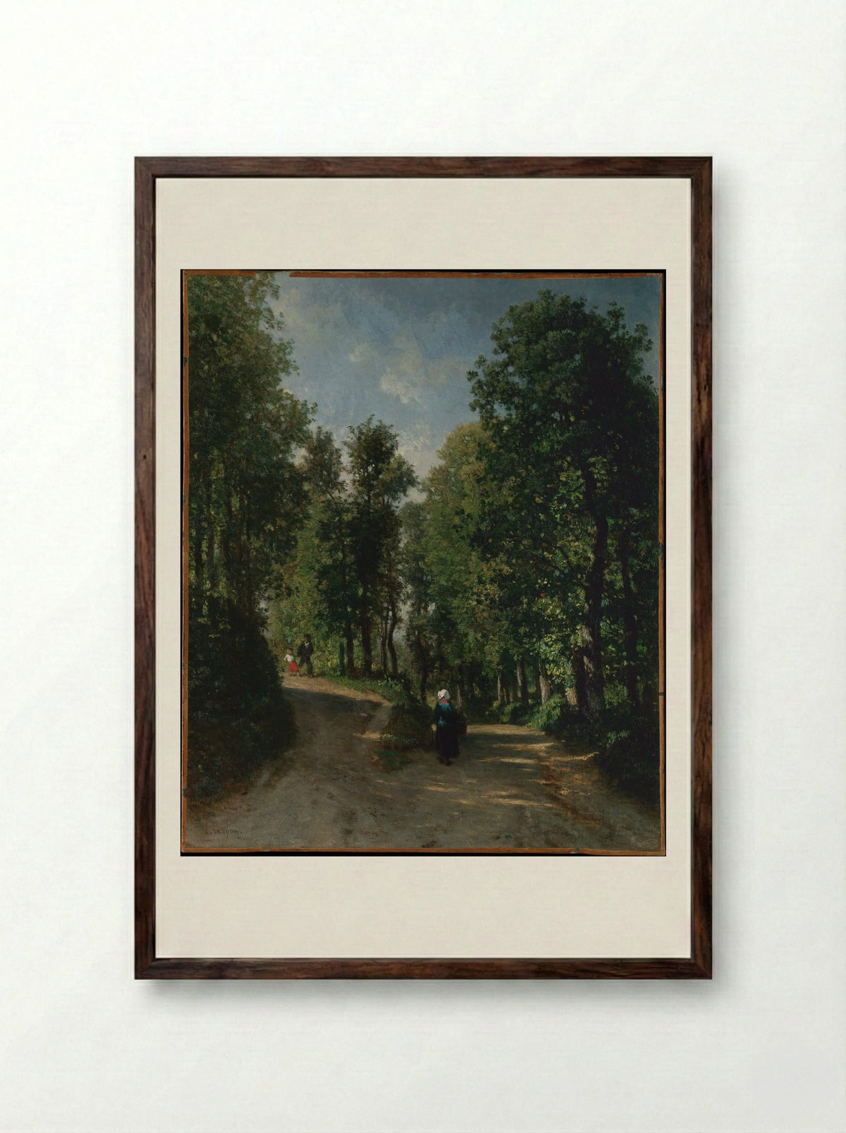 Road in the Woods - Constant Troyon - Framed Print Dark Wood