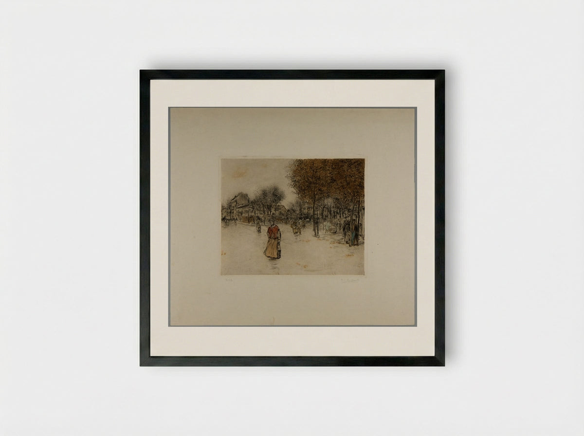 Road of the Revolt at Neuilly - Jean-François Raffaëlli - Framed Print Black