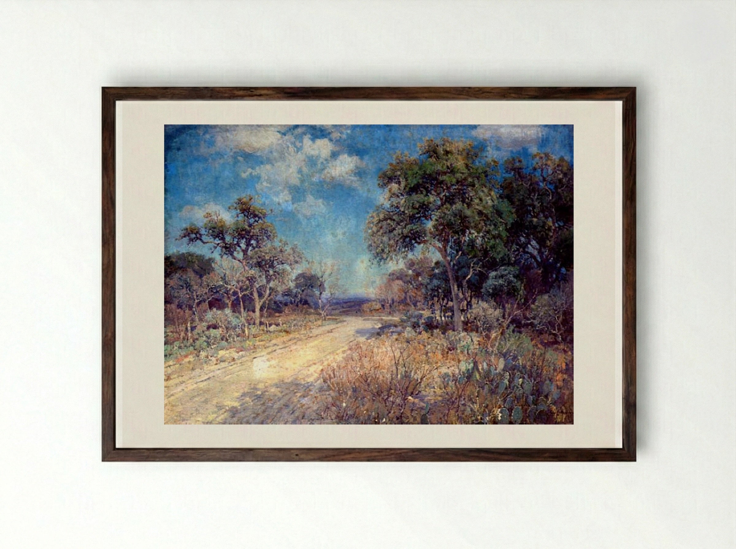 Road to the Hills - Robert Julian Onderdonk - Framed Print Dark Wood