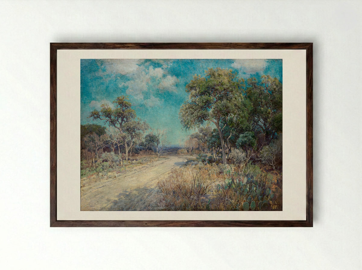 Road to the Hills - Robert Julian Onderdonk - Framed Print Dark Wood