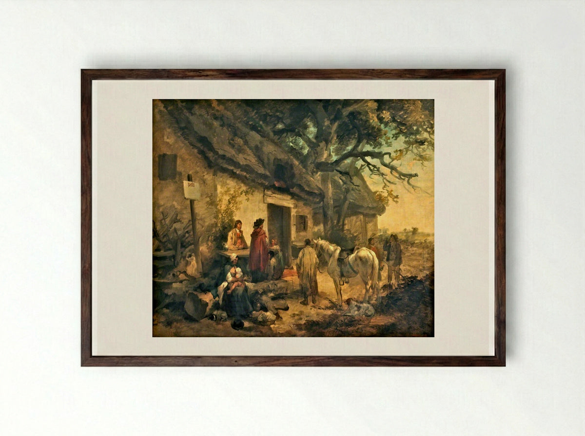Roadside Inn - George Morland - Framed Print Dark Wood