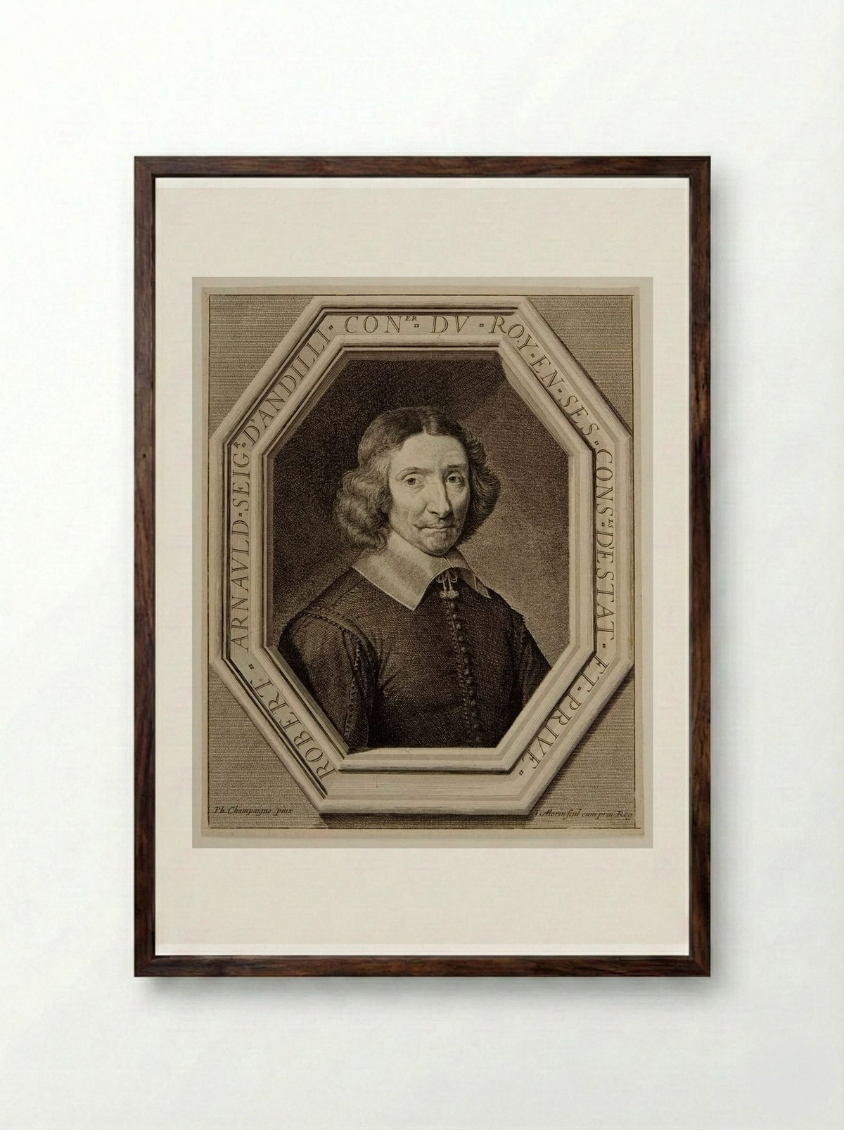 Robert Arnauld d'Andilly - Jean Morin - Framed Print Dark Wood