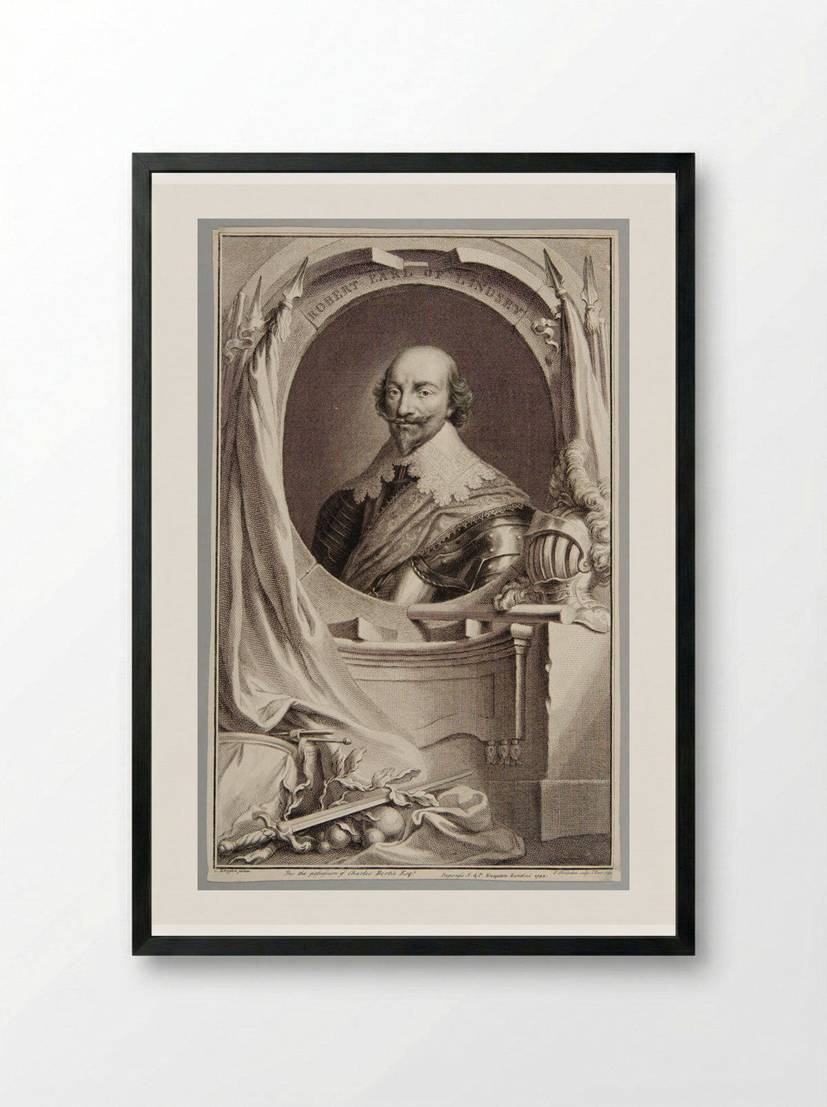Robert Bertie, 1st Earl of Lindsey - Jacobus Houbraken - Framed Print Black