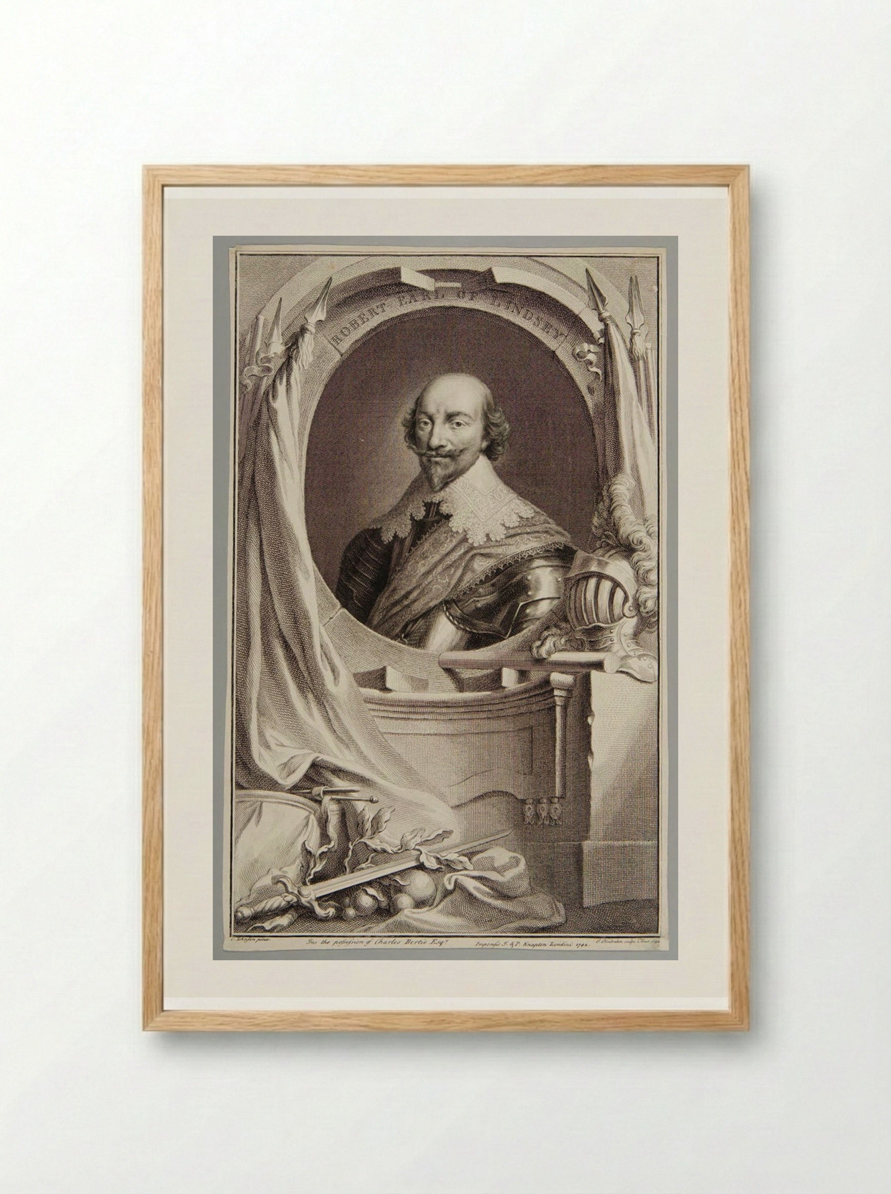 Robert Bertie, 1st Earl of Lindsey - Jacobus Houbraken - Framed Print Wood