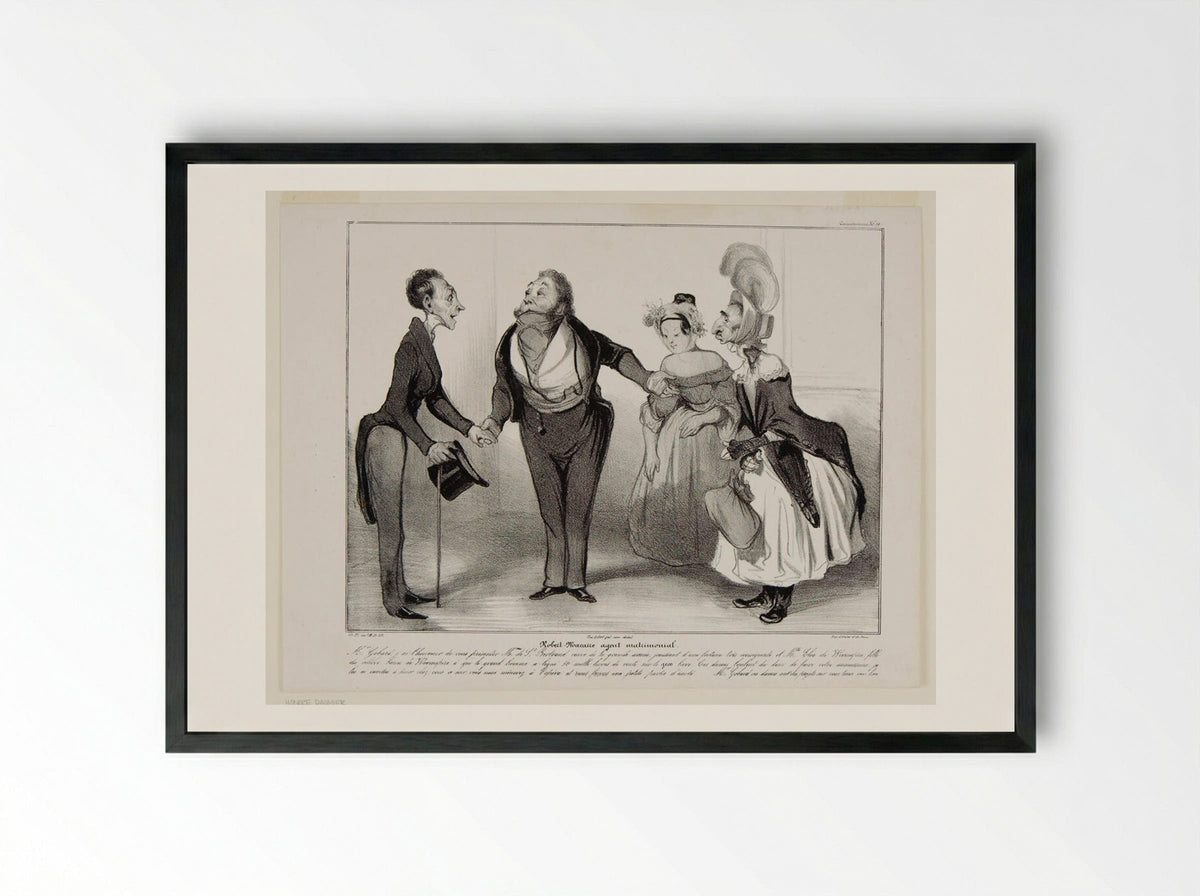 Robert Macaire, Marriage Agent - Honoré-Victorin Daumier - Framed Print Black
