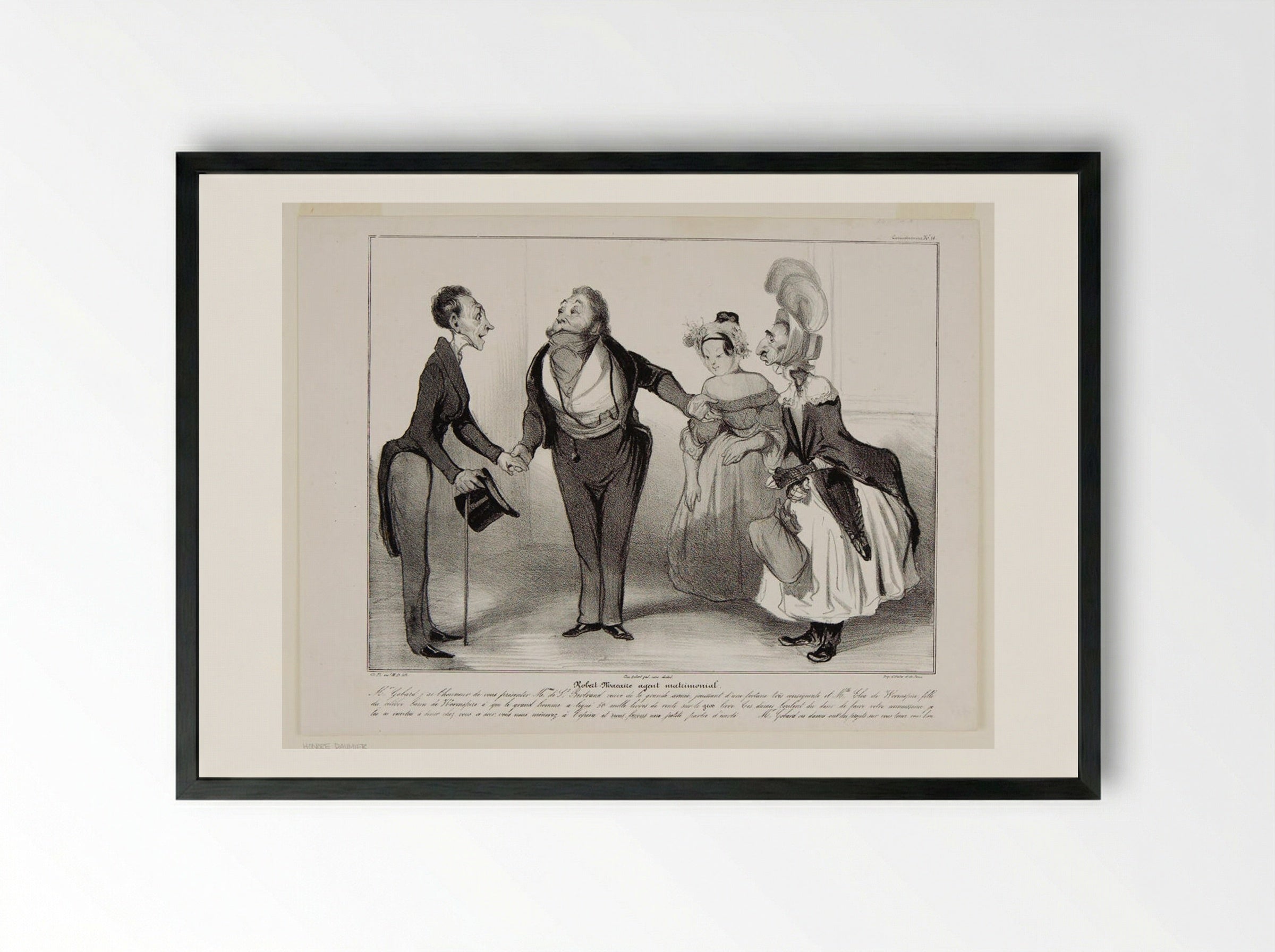 Robert Macaire, Marriage Agent - Honoré-Victorin Daumier - Framed Print Black