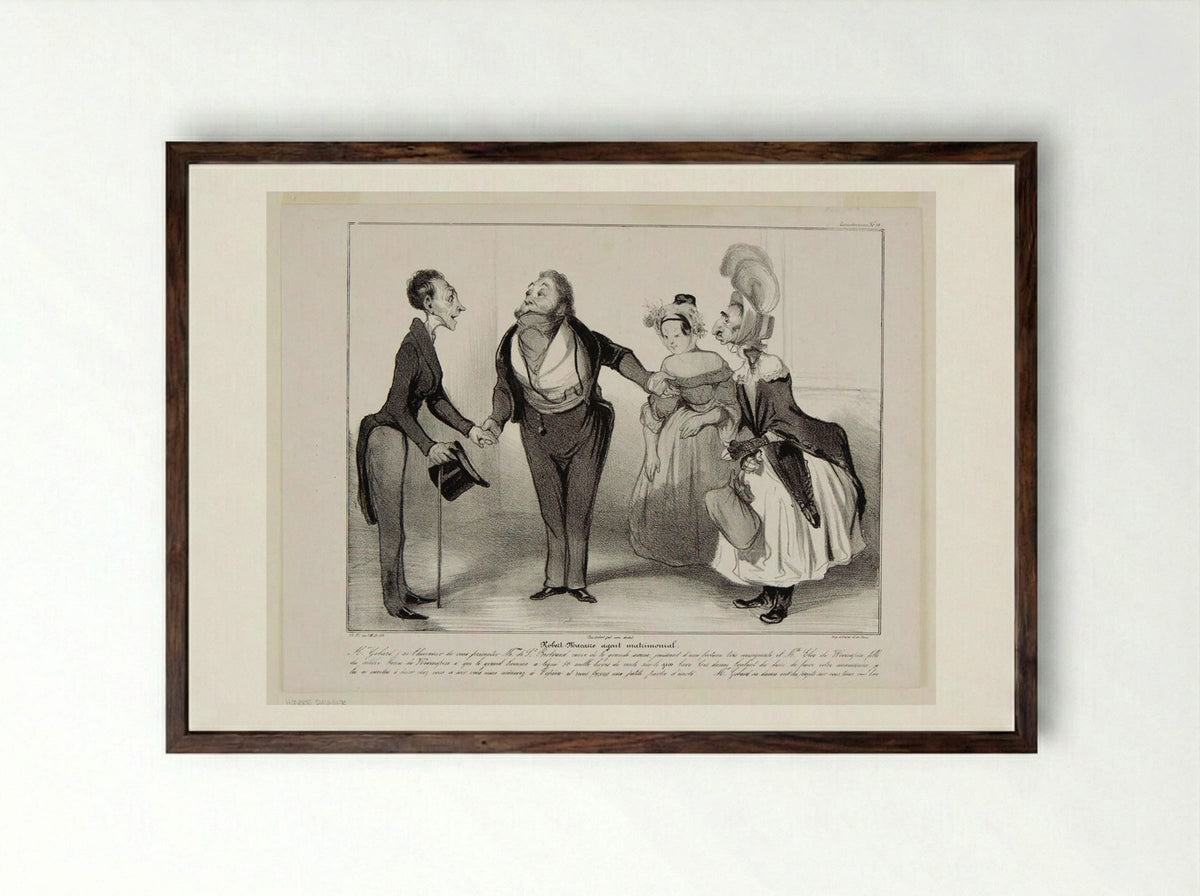 Robert Macaire, Marriage Agent - Honoré-Victorin Daumier - Framed Print Dark Wood