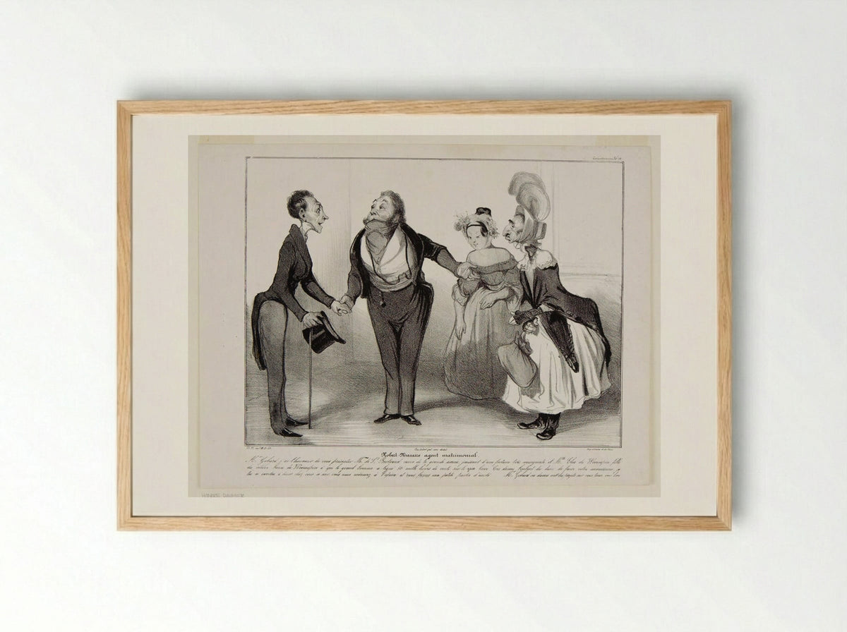 Robert Macaire, Marriage Agent - Honoré-Victorin Daumier - Framed Print Wood