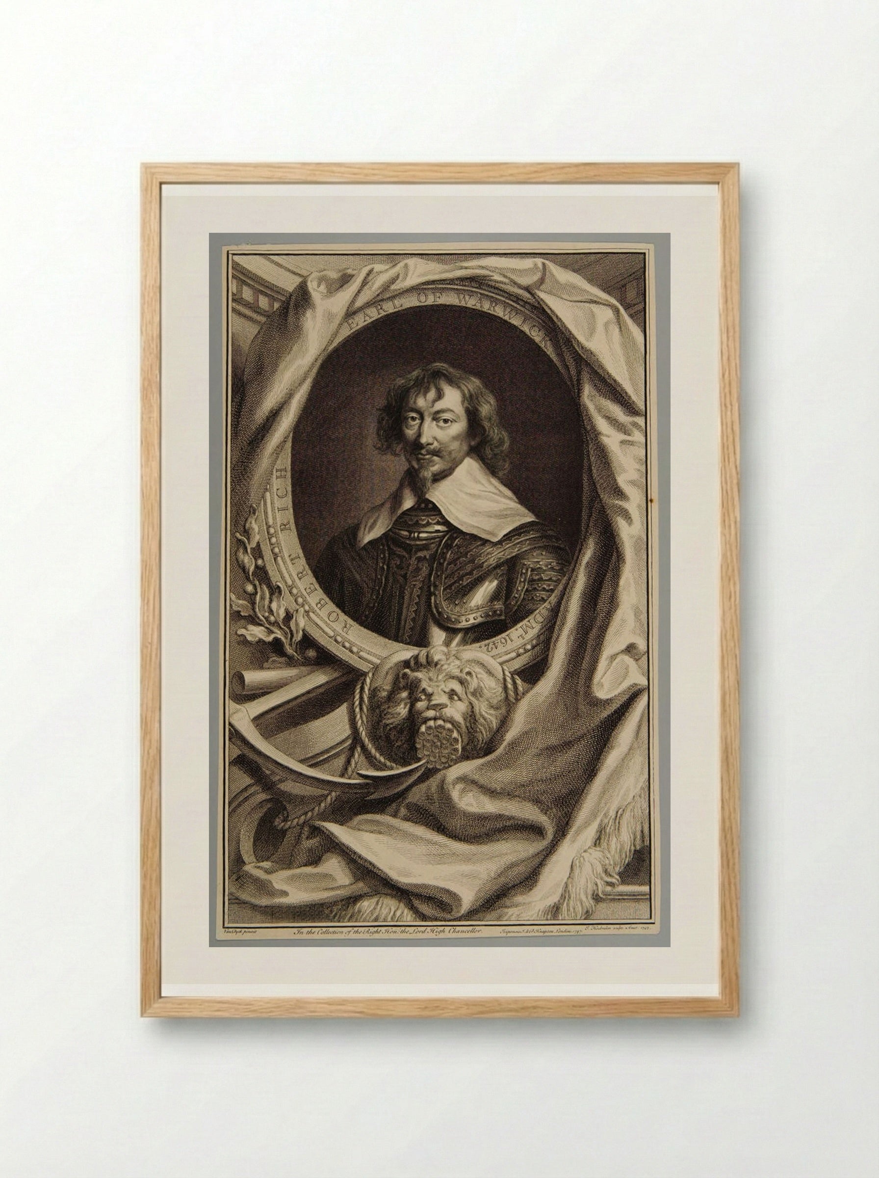 Robert Rich, 2nd Earl of Warwick - Jacobus Houbraken - Framed Print Wood
