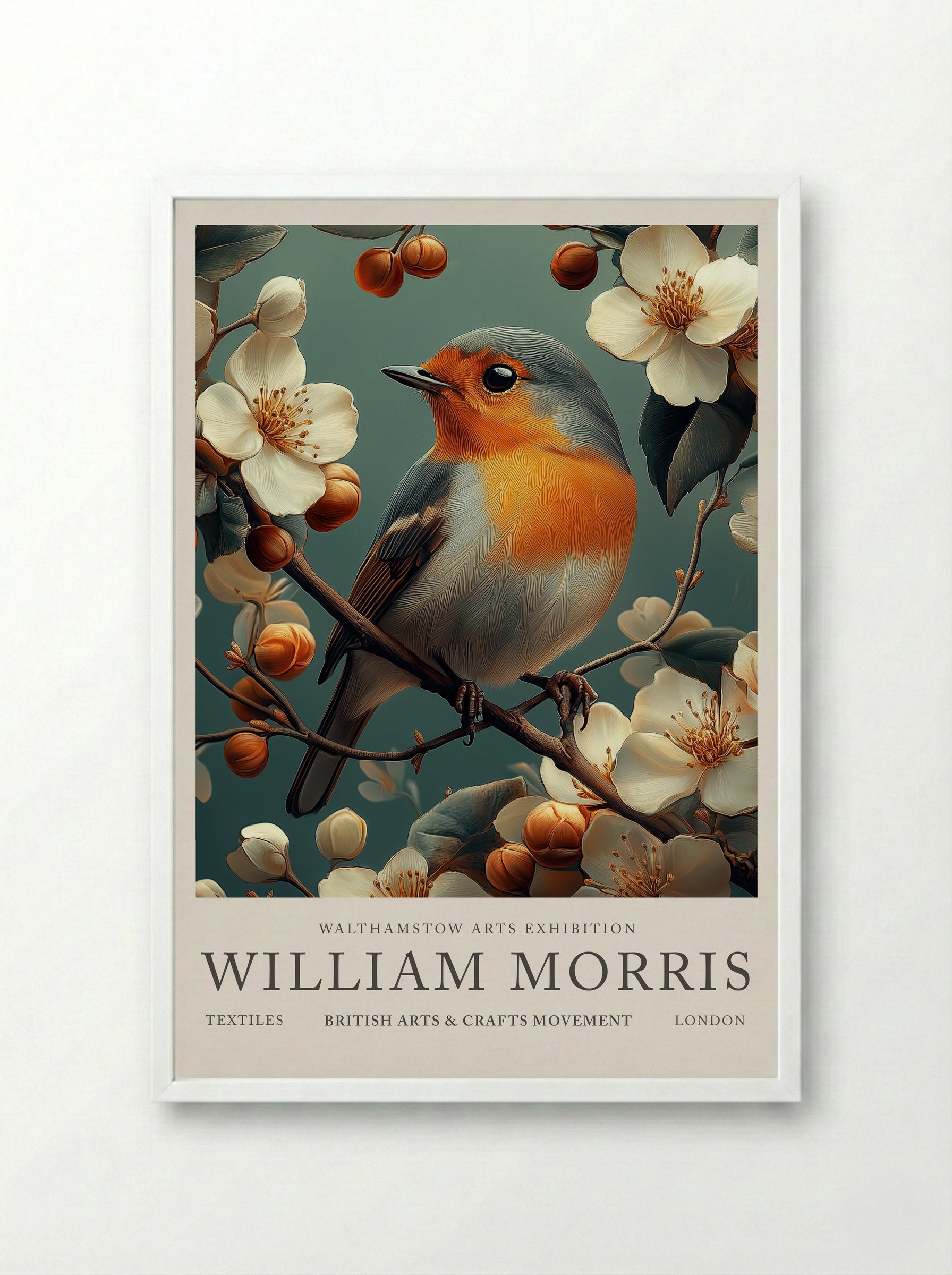 Robin Radiance - William Morris - Framed Print White