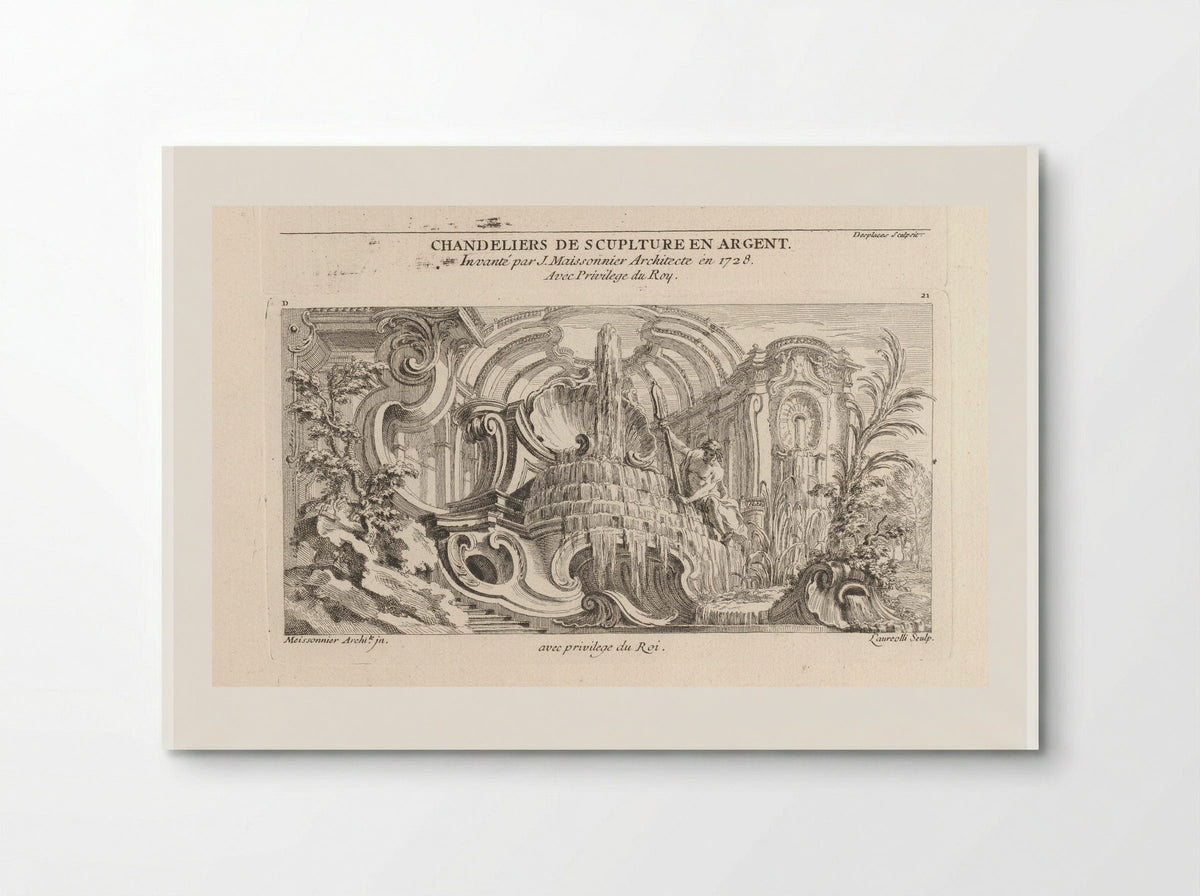 Rocaille Fountain with River God - Gabriel Huquier - Poster