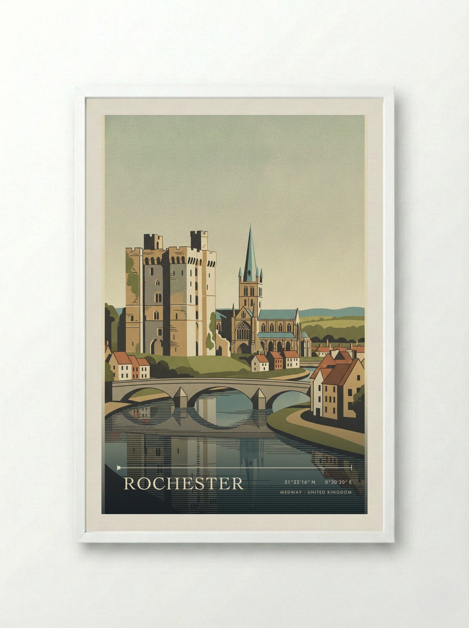 Rochester Medway United Kingdom Travel Poster - Framed Print White