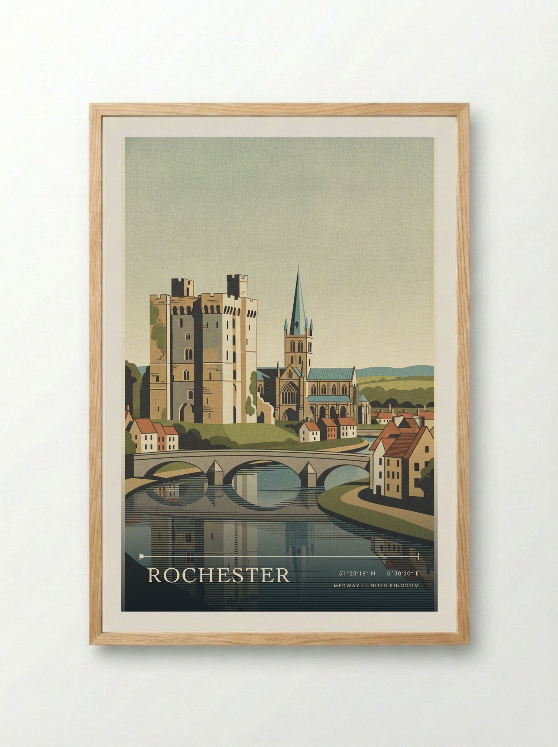 Rochester Medway United Kingdom Travel Poster - Framed Print Wood