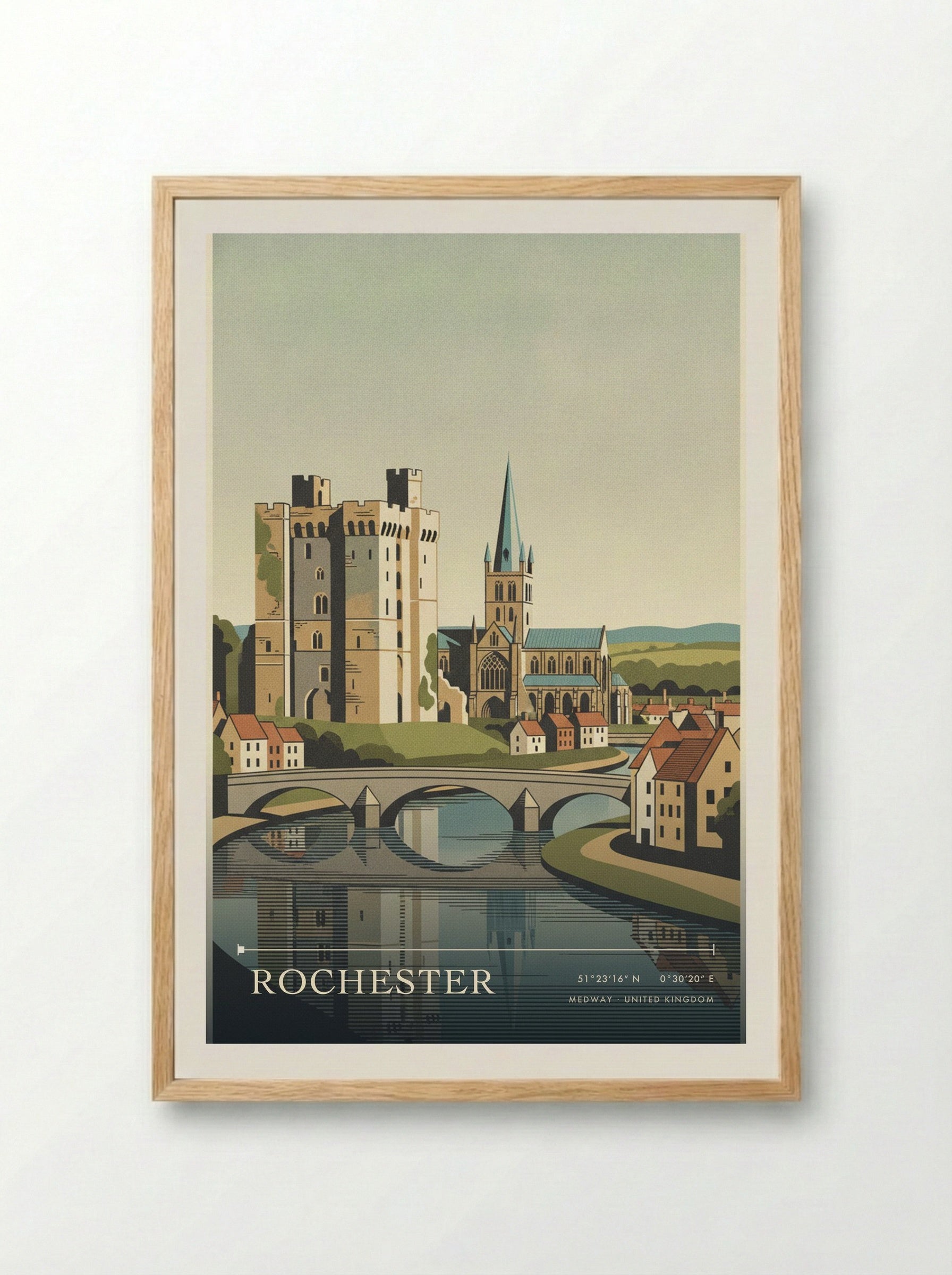 Rochester Medway United Kingdom Travel Poster - Framed Print Wood