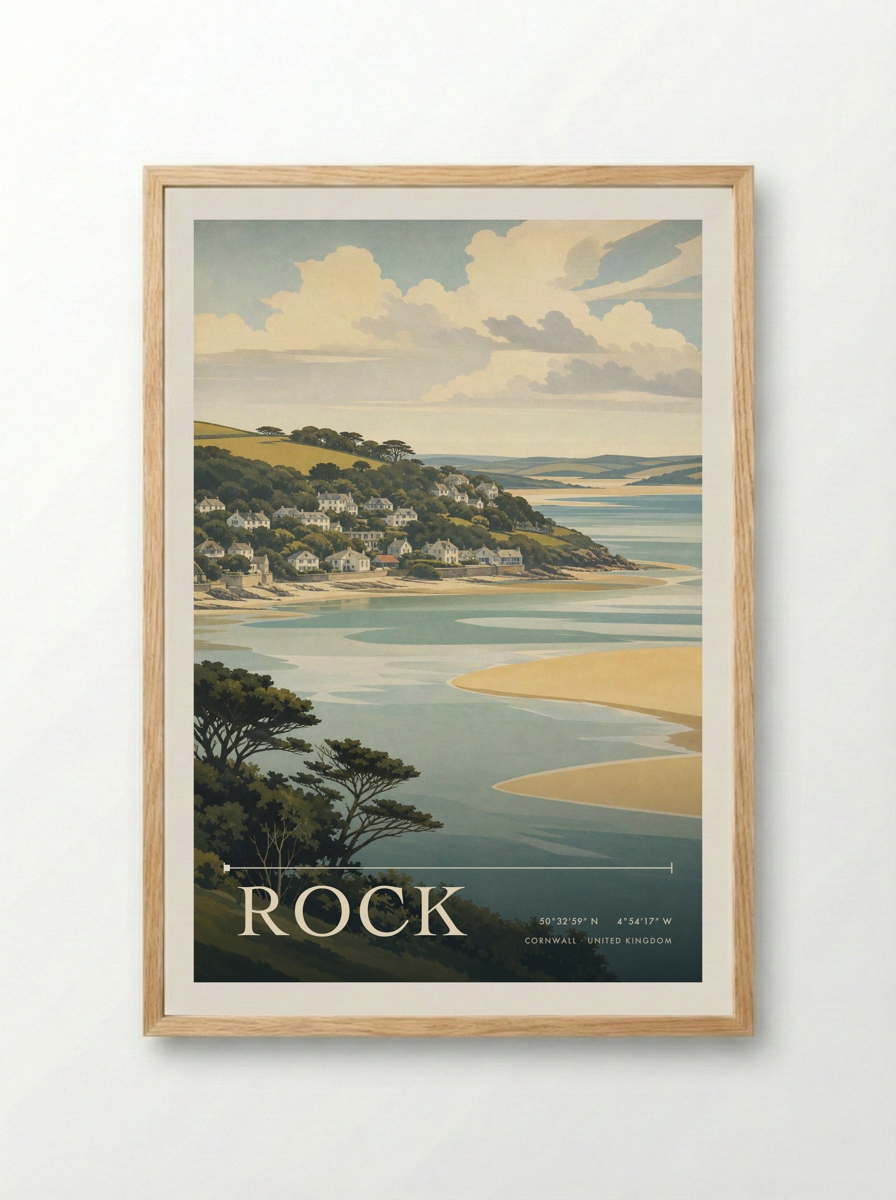 Rock Cornwall United Kingdom Travel Poster - Framed Print Wood