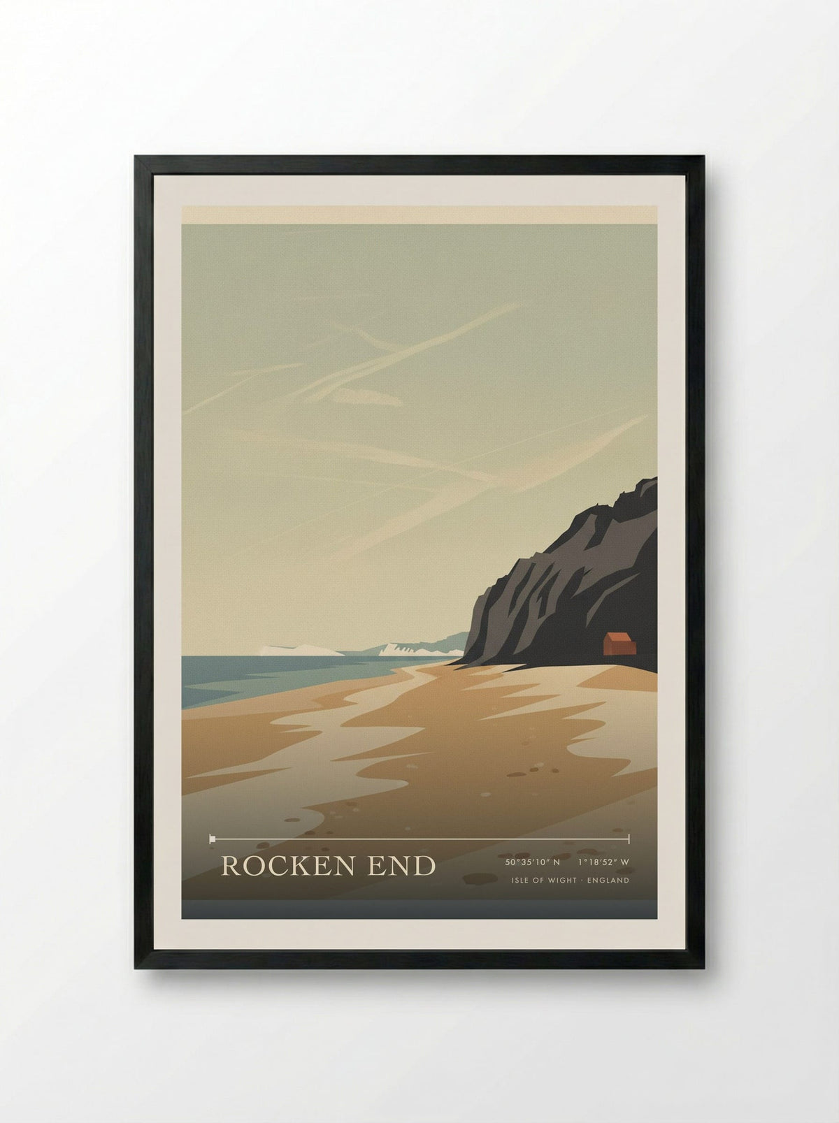 Rocken End Isle of Wight England Travel Poster - Framed Print Black
