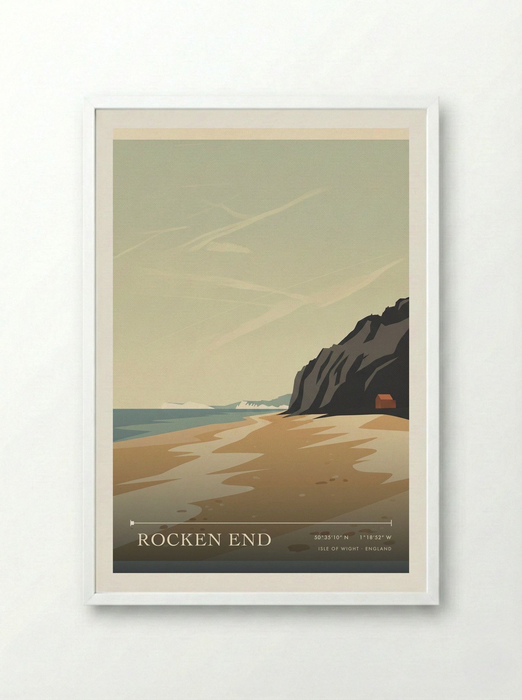 Rocken End Isle of Wight England Travel Poster - Framed Print White