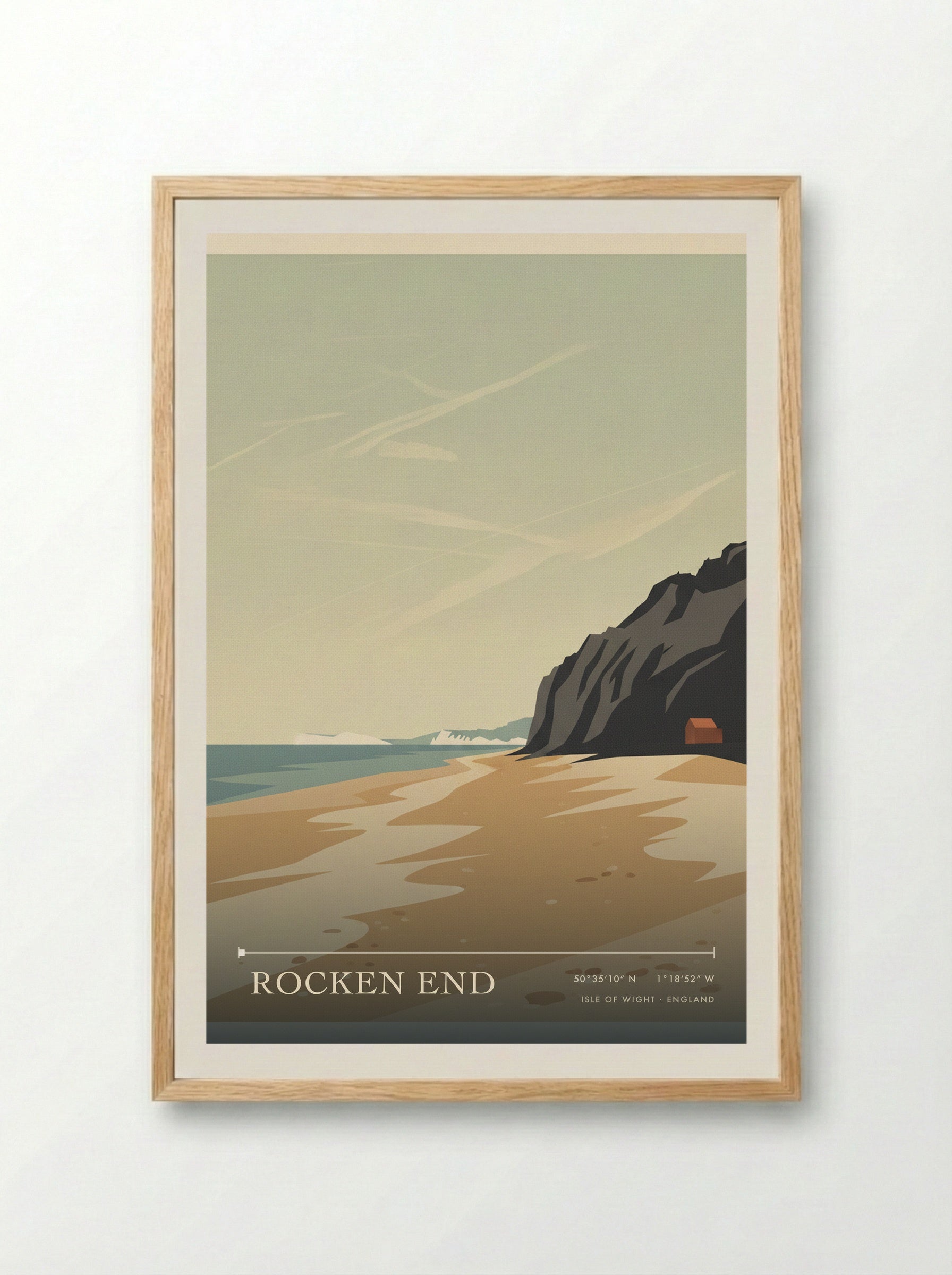 Rocken End Isle of Wight England Travel Poster - Framed Print Wood