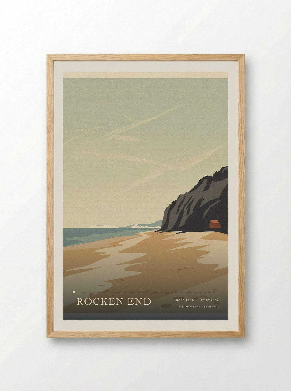 Rocken End Isle of Wight England Travel Poster - Framed Print Wood
