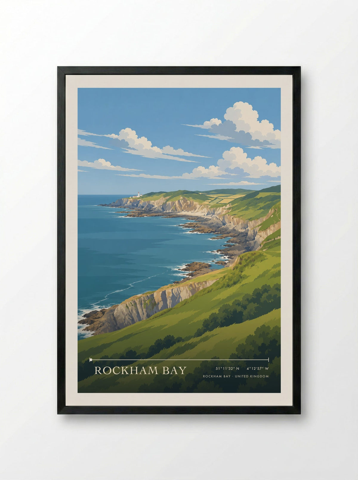 Rockham Bay | Travel Poster - Framed Print Black